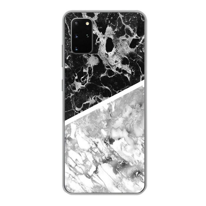 MuchoWow Handyhülle Marmor - Schwarz - Weiß - Luxus Phone Case Handyhülle Samsung Galaxy S20 Plus Silikon Schutzhülle