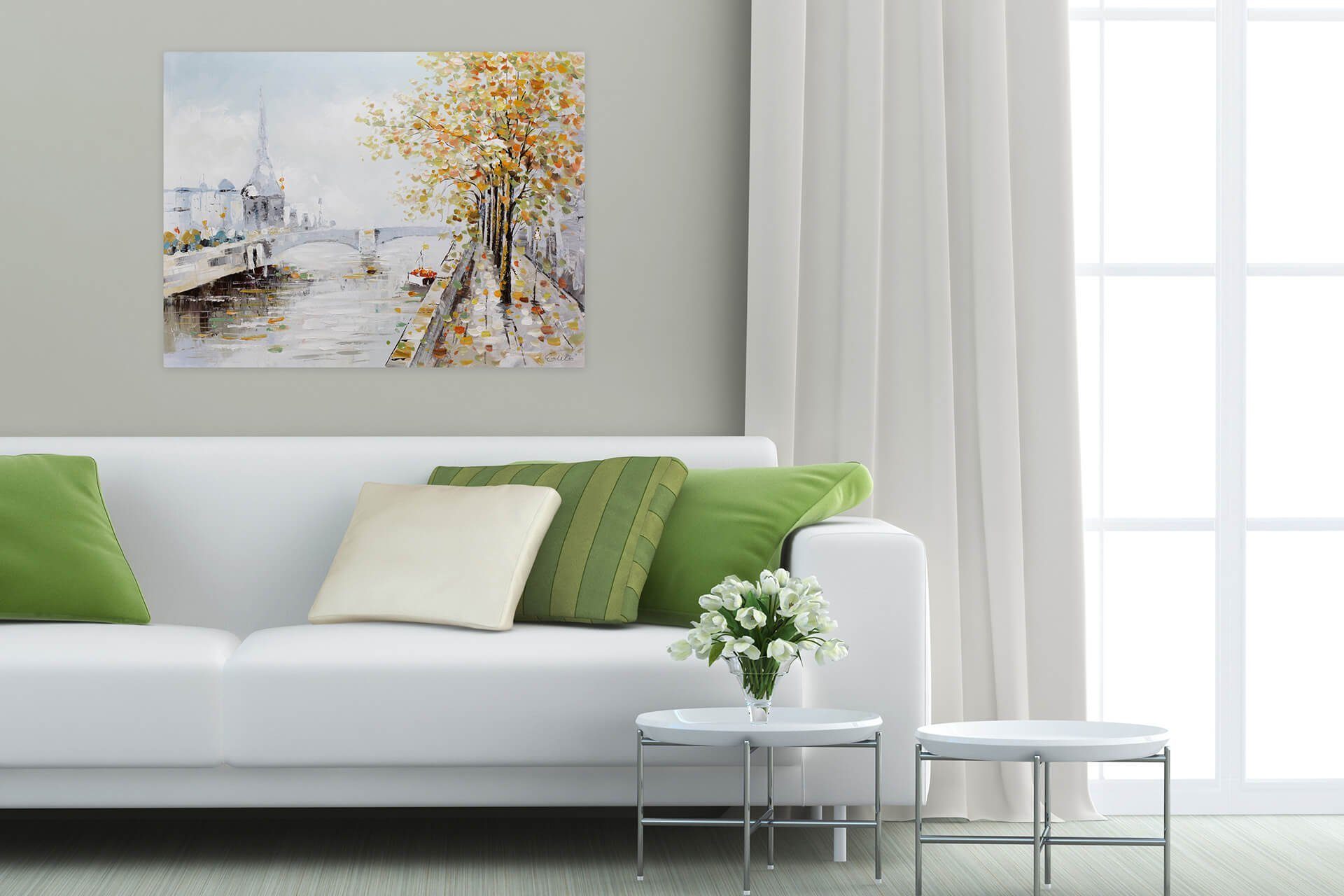 100x75 Gemälde Wandbild der 100% Leinwandbild KUNSTLOFT Wohnzimmer Seine HANDGEMALT cm, An