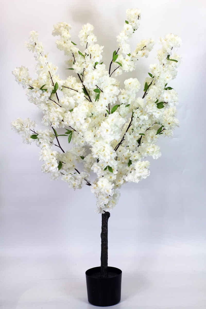 Kunstpflanze »Künstlicher Kirschbaum« weißer Kirschblütenbaum, Arnusa, Höhe 120 cm, Fertig im Topf