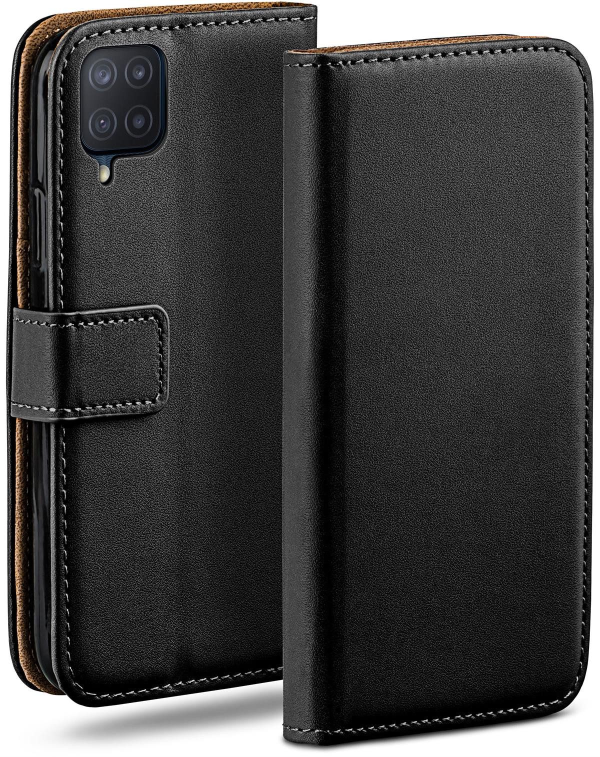 moex Handyhülle für Samsung Galaxy M12 Hülle Klappbar Book Case Schwarz 6,5 Zoll, Klapphülle Kartenfach Flip Cover Handytasche Leder Optik Schutzhülle