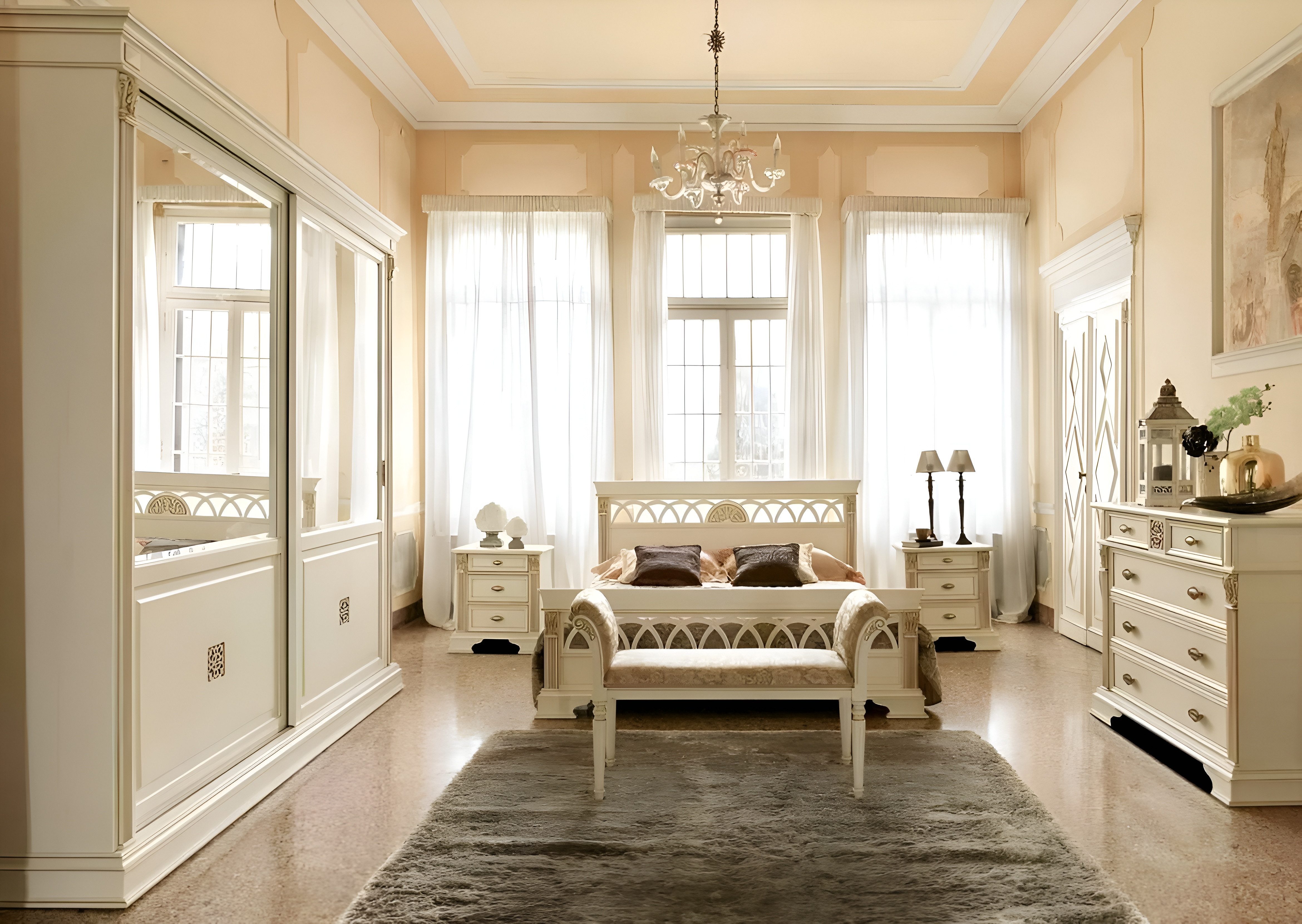 Xlmoebel Komplettschlafzimmer Elegante italienische Möbel mit traditioneller Handwerkskunst, (6-tlg), Hergestellt in Europa