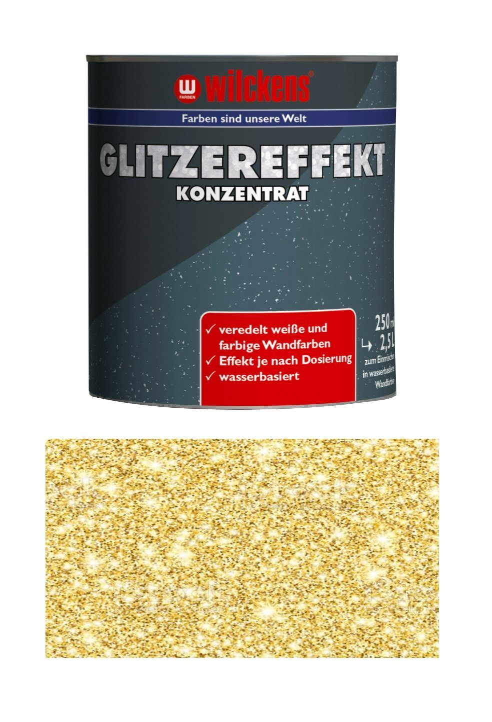 Wilckens Farben Wand- und Deckenfarbe Glitzereffekt Konzentrat 250 ml Gold Farbzusatz