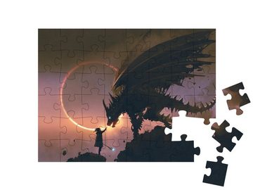 puzzleYOU Puzzle Digitale Kunst: Der Zauberer und sein Drache, 48 Puzzleteile, puzzleYOU-Kollektionen Drache, Fantasy, Tiere aus Fantasy & Urzeit