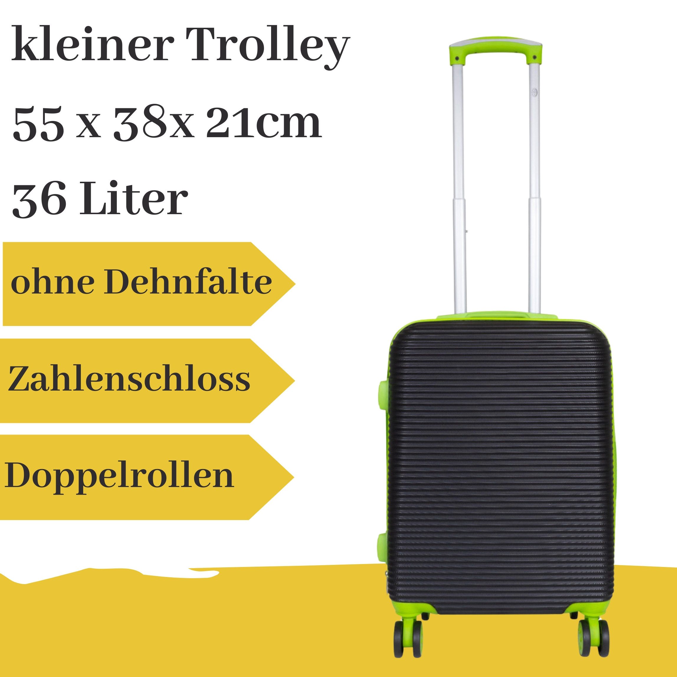 MONOPOL® Hartschalen-Trolley kleiner ABS Hartschalentrolley Santorin schwarz grün