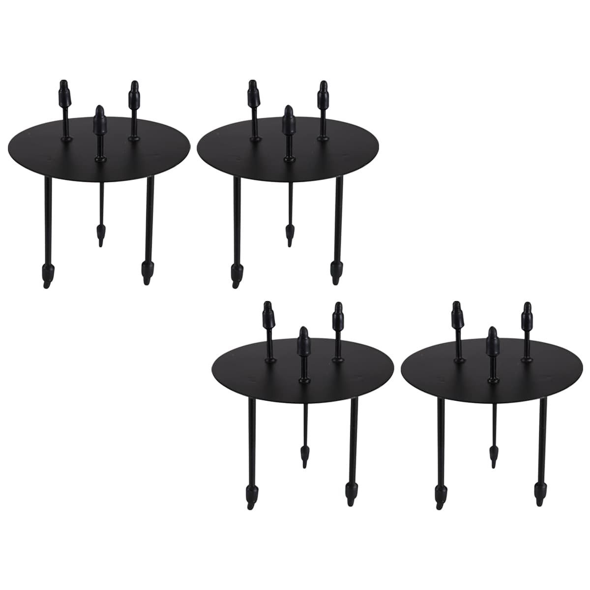 Kerzenhalter Metall Kerzen-Stecker 4er Set schwarz Stumpenkerzen Kerzen-Halter