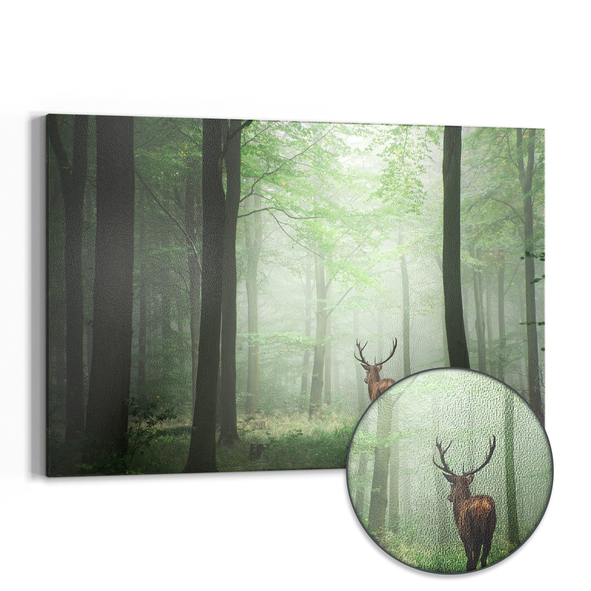 DEQORI Magnettafel 'Hirsch zwischen Bäumen', Metall Whiteboard für alle Magnete, Magnetboard magnetisch