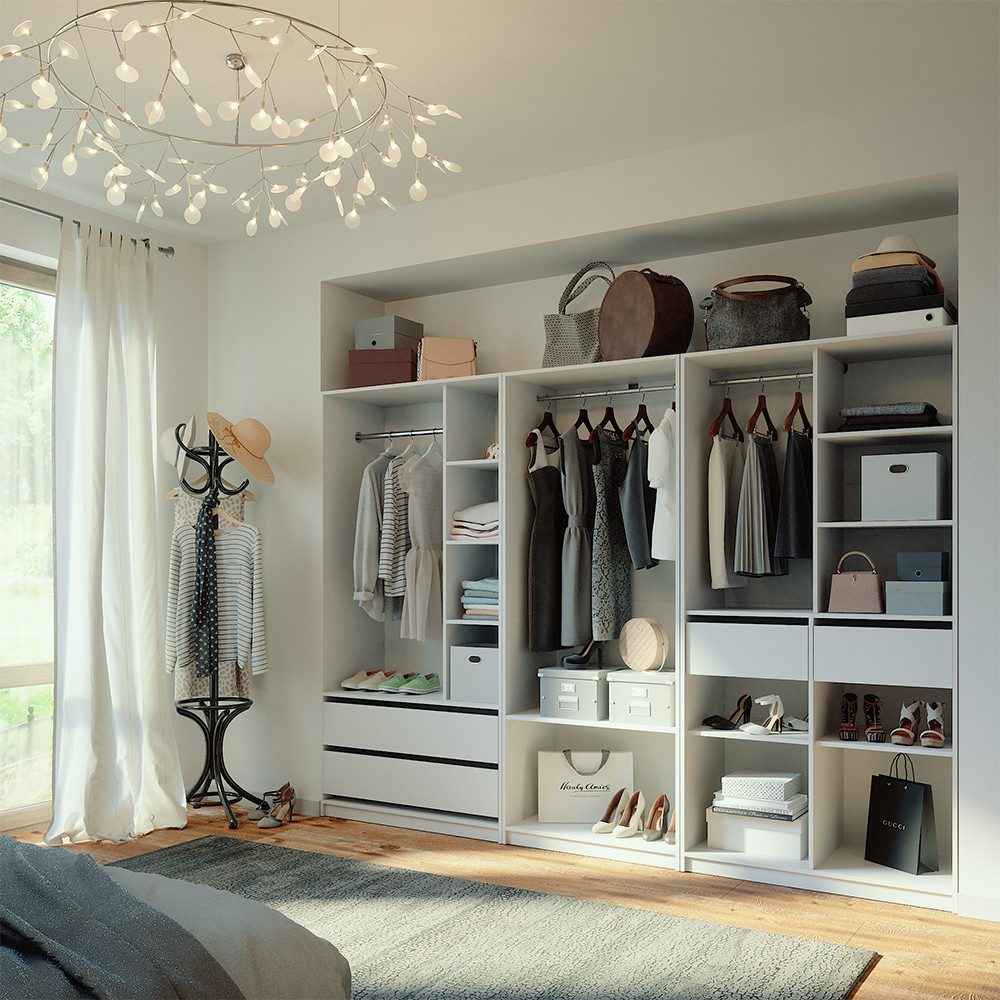 Vicco Kleiderschrank Elmo, Weiß, 100 x 200 cm 3er Set