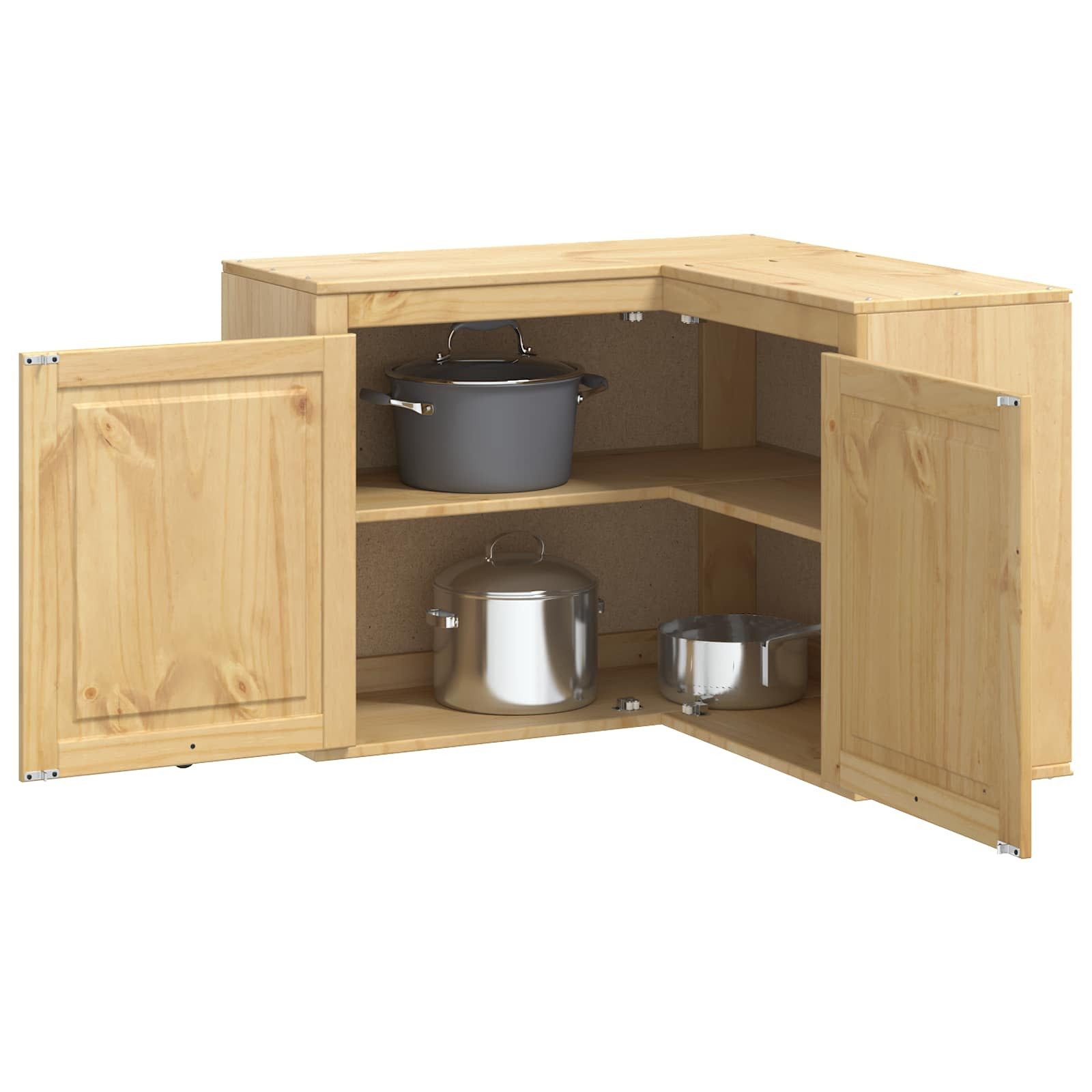 vidaXL Hängeschrank Eck-Hängeschrank Schrank mit Regal Honig 80x80x60 cm Massives Kiefern