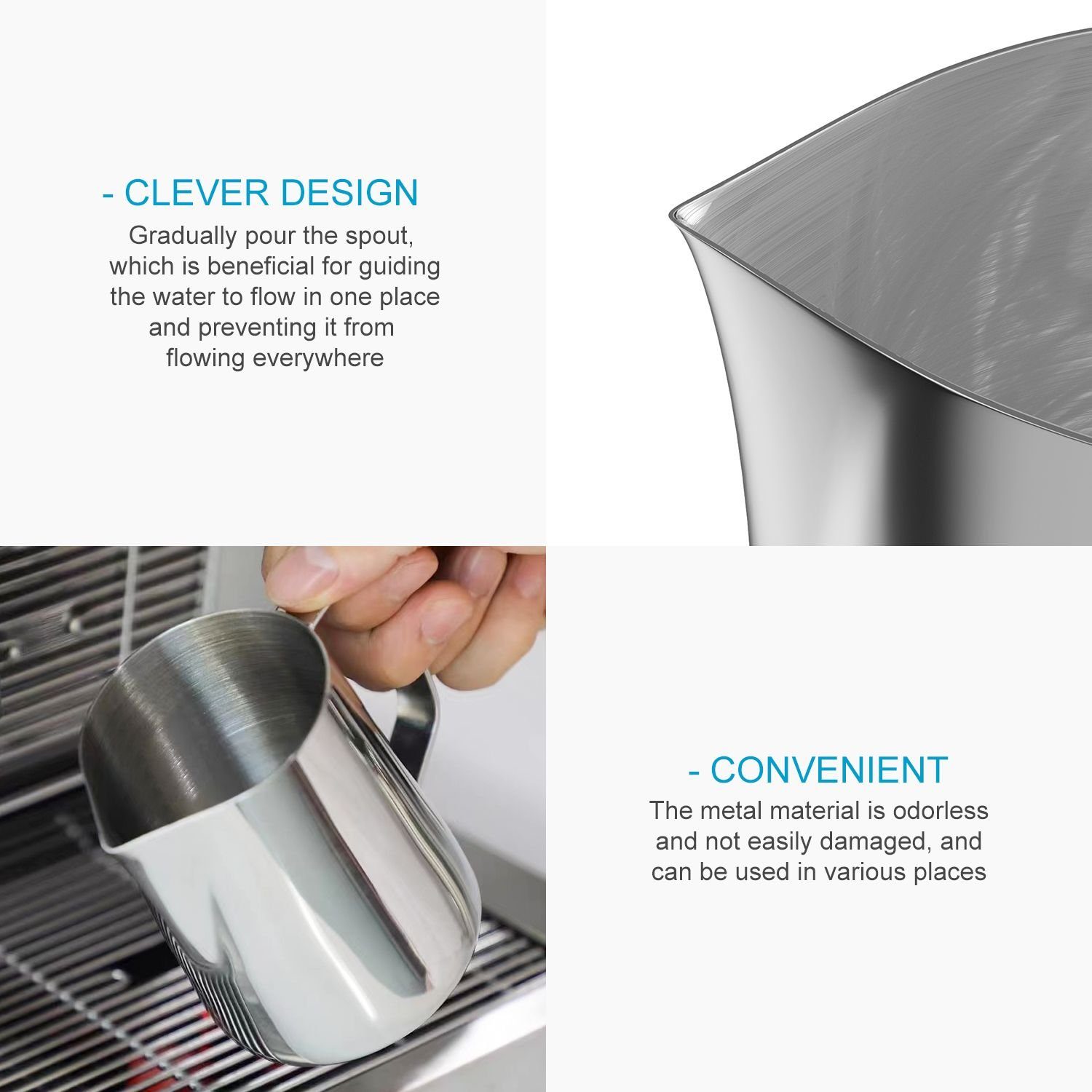 Intirilife Milchkännchen, 350 l, (1-St), Milchkännchen Edelstahl Milchaufschäumer Milchkanne Barista Krug
