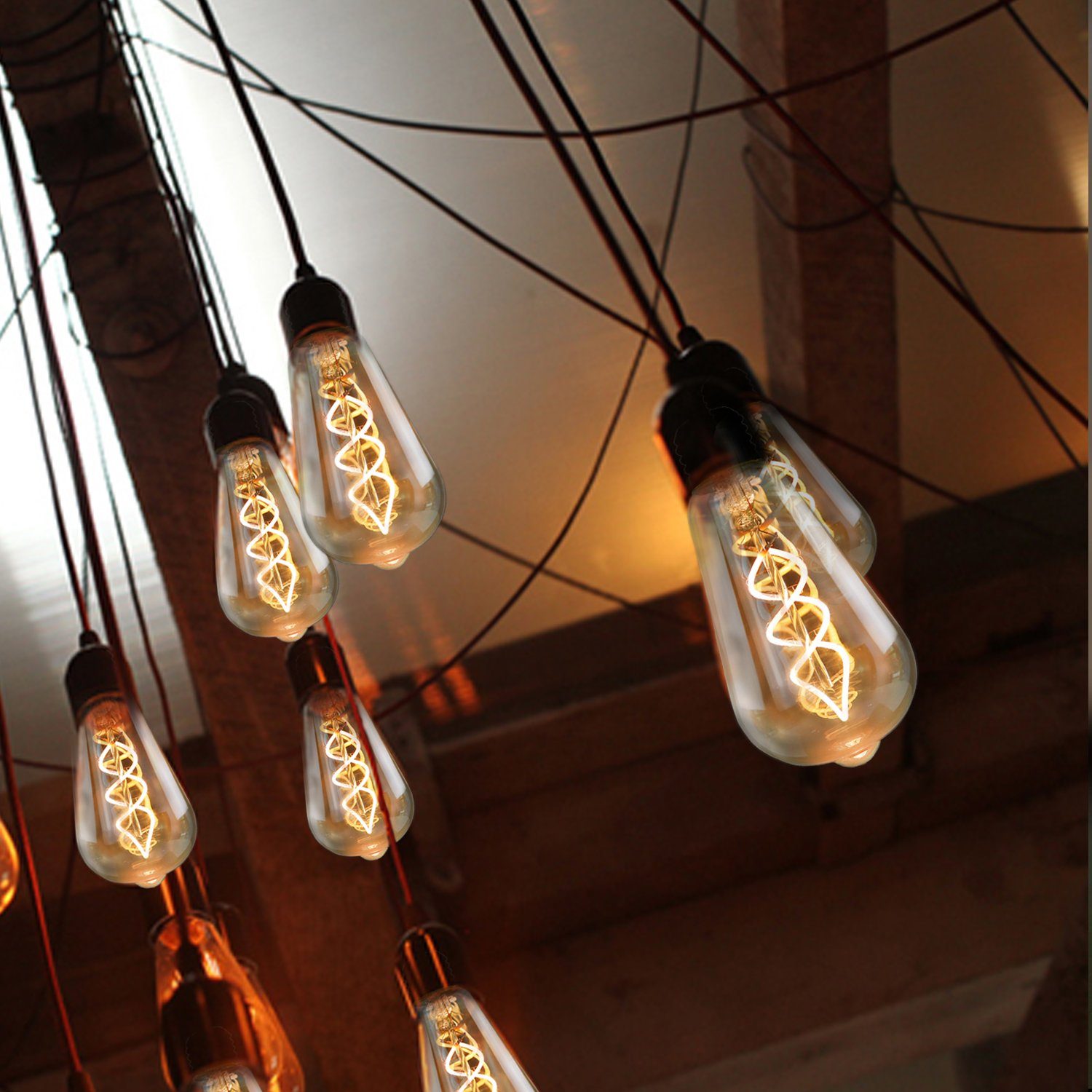 Beleuchtung, LED-Leuchtmittel ZMH 2200K ST64 Vintage warmweiß, Glühlampe E27, 1 St., warmweiß 4W Filament