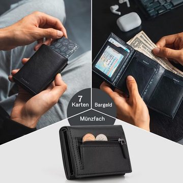 IceReco Geldbörse (Herren Groß Vintage Leder Geldbörse, Herren Portemonnaie mit RFID Schutz), mit Münzfach Geldbörse Kartenetui Klein/Mini