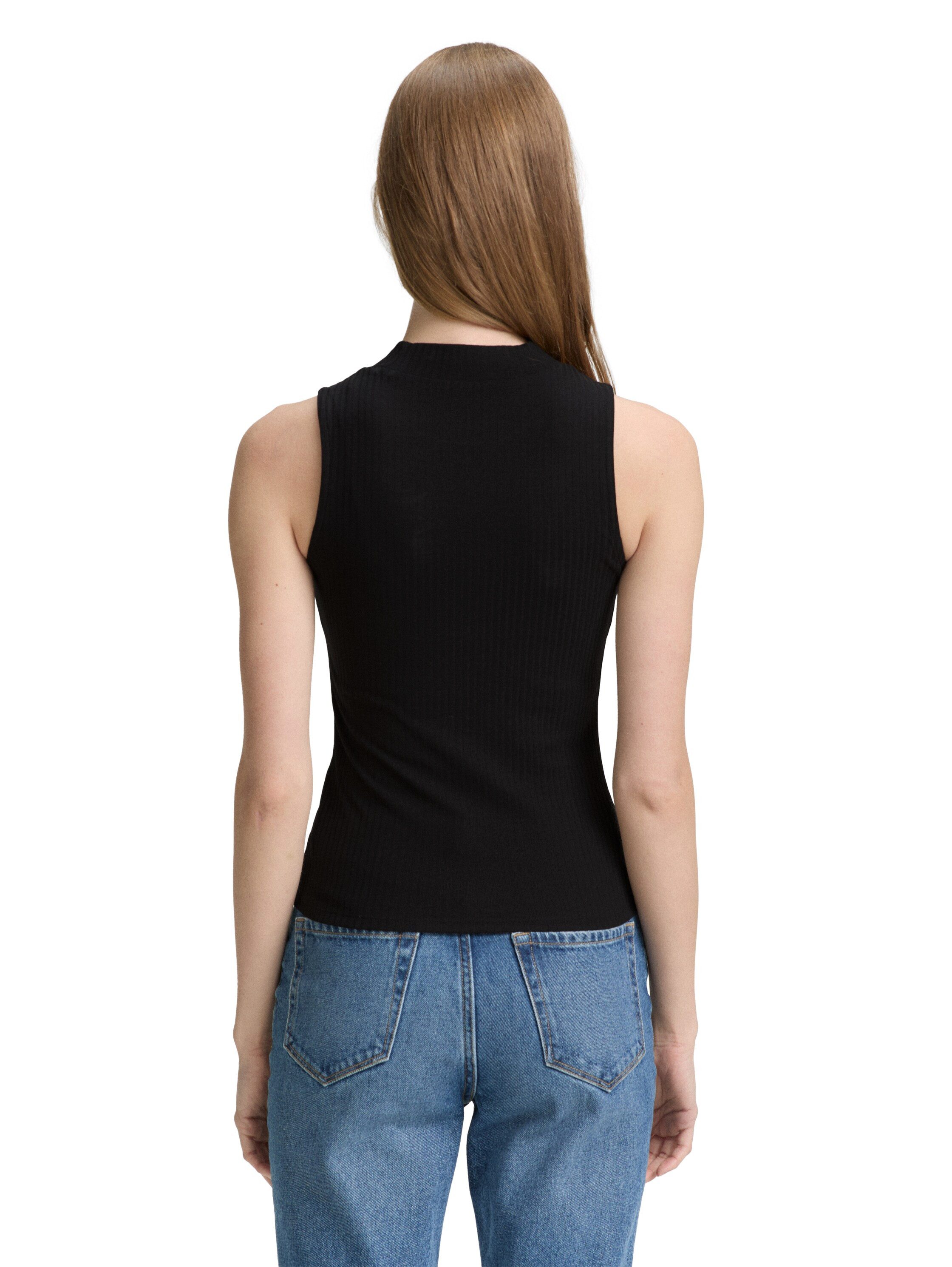 TOM TAILOR Denim T-Shirt mit Rippstruktur günstig online kaufen