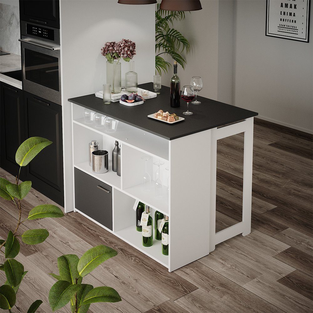 Vicco Bartisch Dominic, Anthrazit/Weiß, 116 x 37 cm 4x offene Fächer und 1x Tür (1-St)