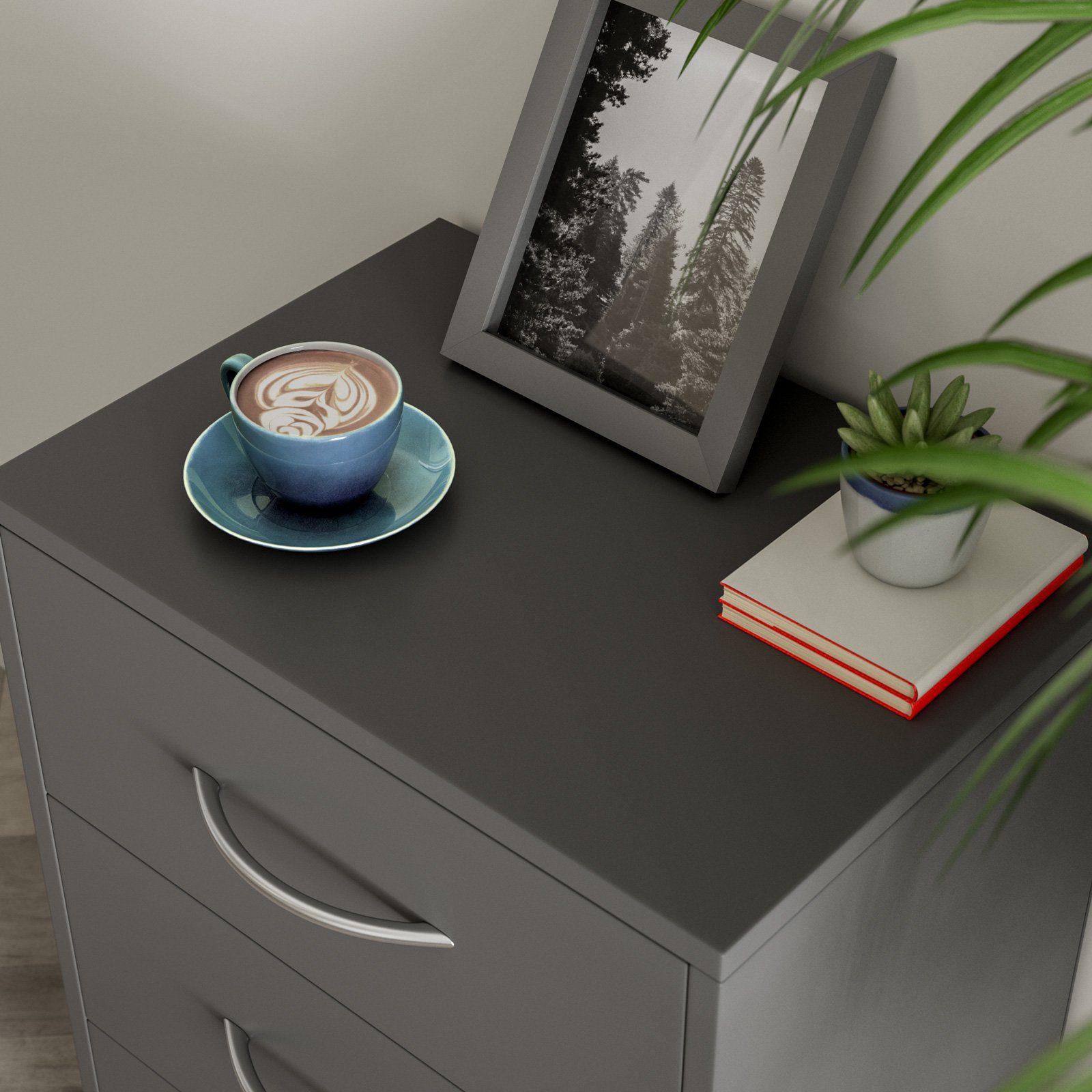 Casaria Nachttisch Eloise (2-St), CASARIA® 2x Nachttisch Eloise anthrazit LED