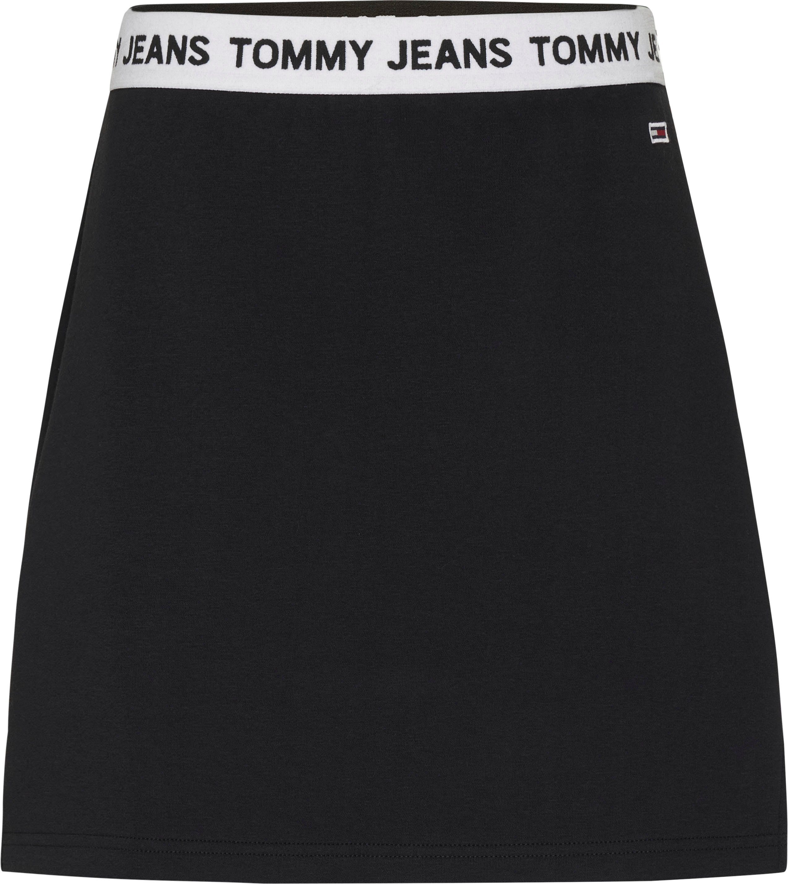 Tommy Jeans Bleistiftrock Waistband auf TJW Jeans dem WAISTBAND LOGO Tommy Logo-Schriftzug SKIRT mit