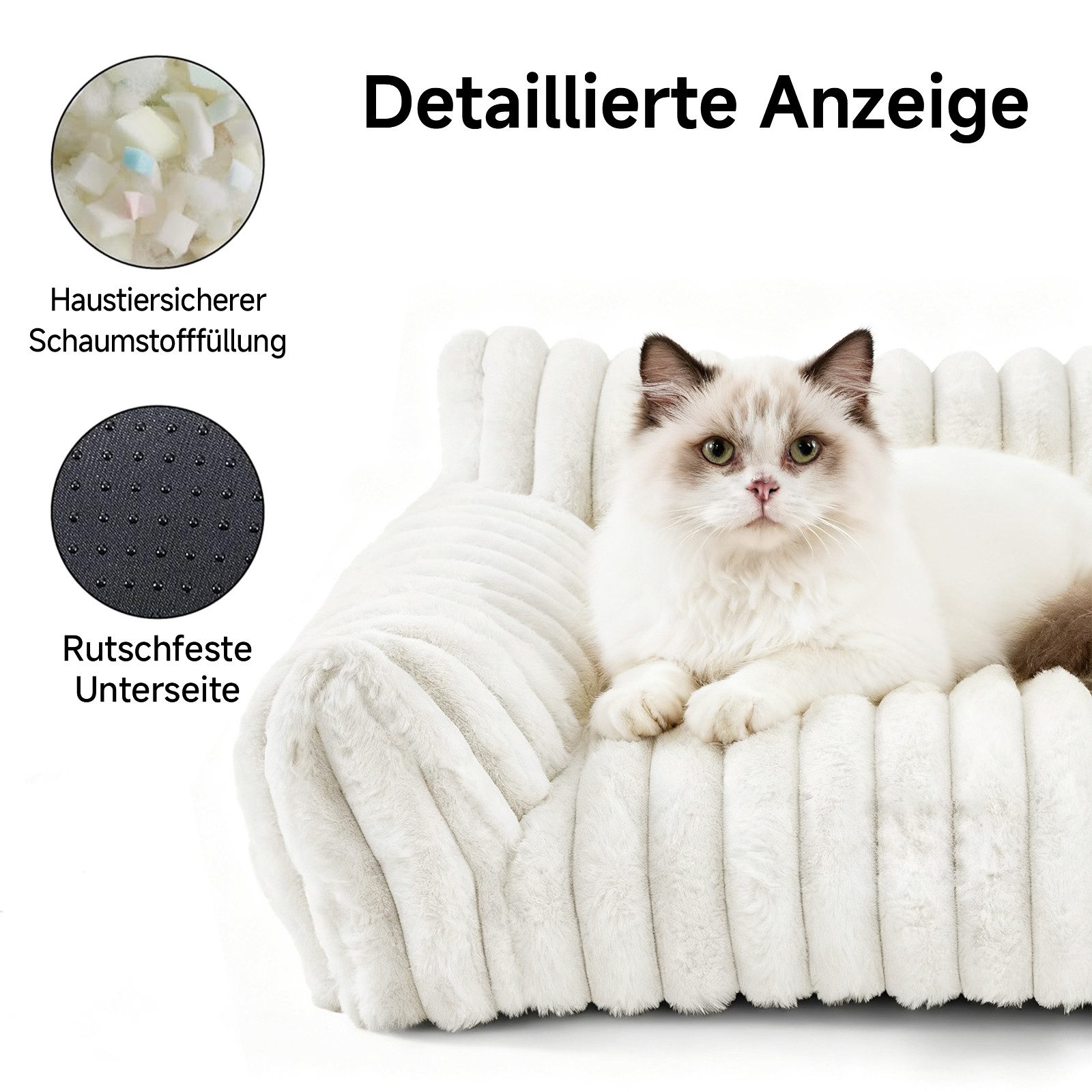 Elegear Tierbett Haustiersofa für Katzen & Hunde, 61/76 cm, Rutschfest, Wei günstig online kaufen