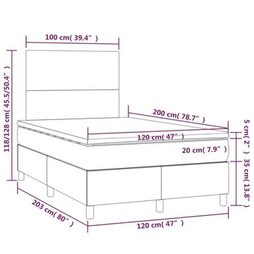 vidaXL Bettgestell Boxspringbett mit Matratze Taupe 120x200 cm Stoff Bett Bettgestell