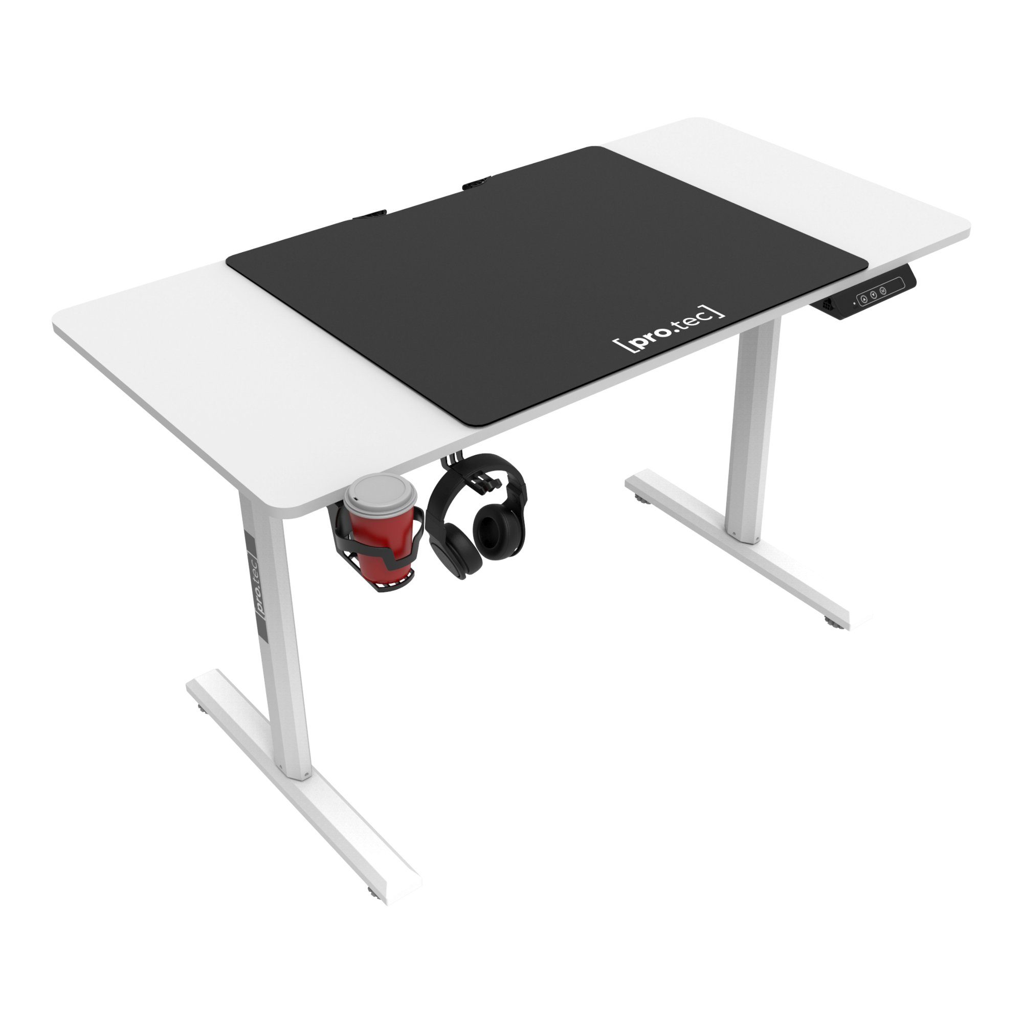 »Pomona« Höhenverstellbarer pro.tec Computertisch, 110x60cm Schreibtisch Weiß Elektrisch
