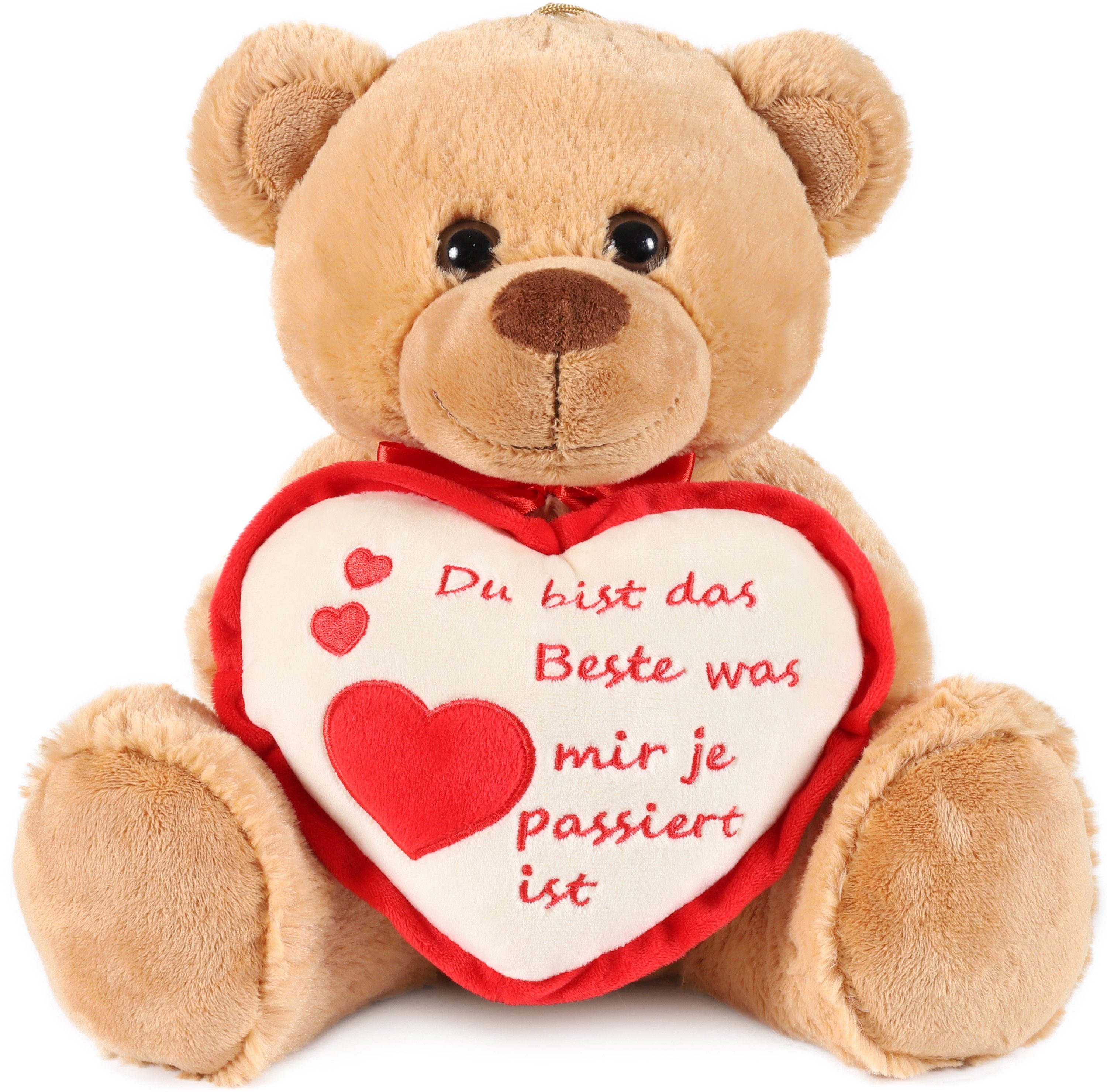 BRUBAKER Kuscheltier Teddybär Du bist das Beste was mir je passiert ist (1-St), kleiner Teddy Bär, Stofftier Plüschtier mit Liebesbotschaft