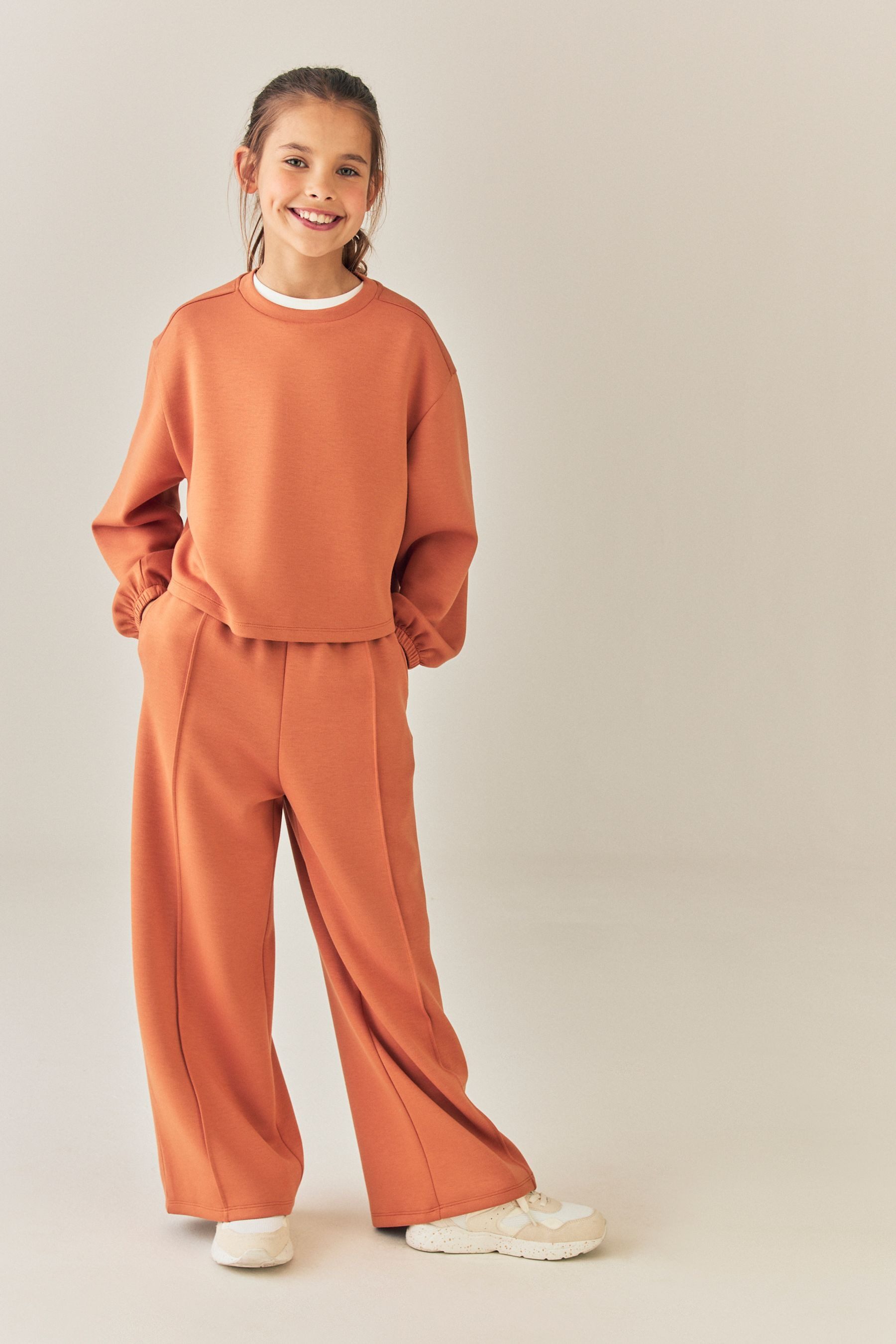 Next Sweatanzug Set mit langen Ärmeln und weitem Beinschnitt (2-tlg)
