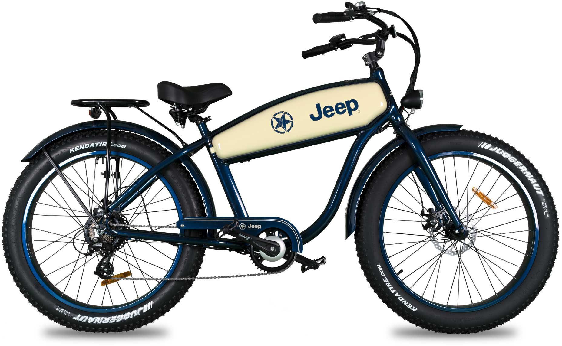 Jeep E-Bikes Gang, Kettenschaltung, Heckmotor, (mit 7005, CR 7 E-Bike Akku-Ladegerät)