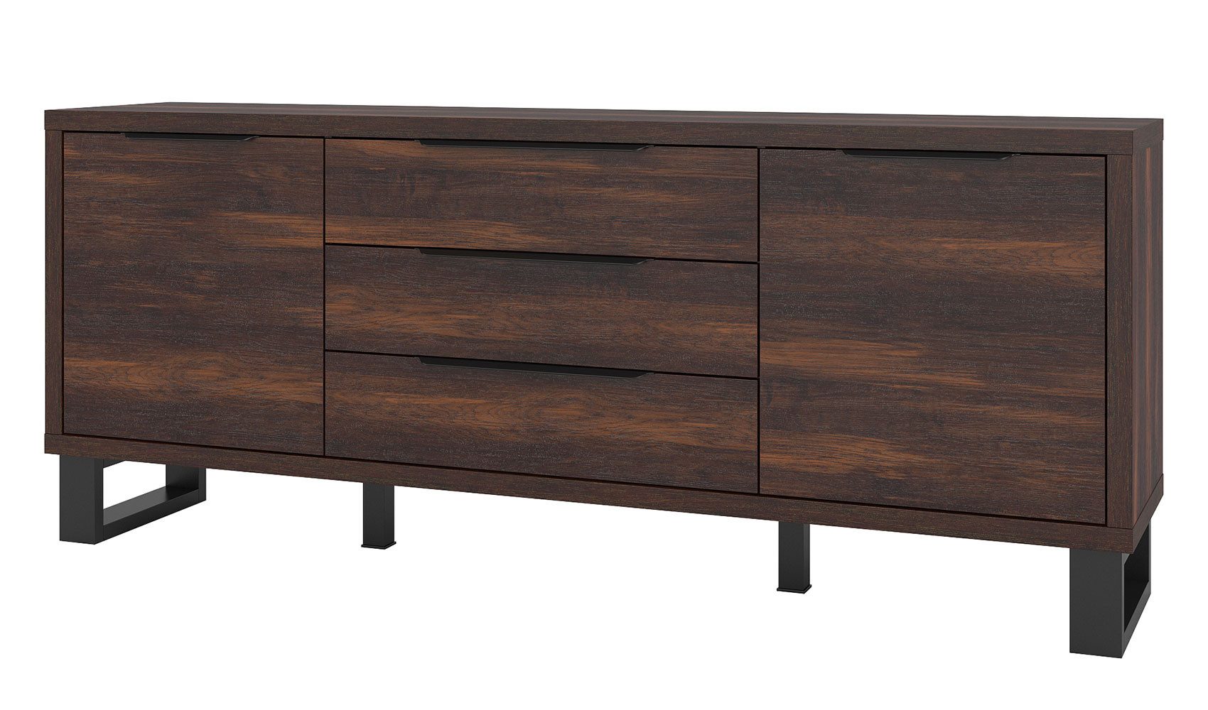 Helvetia Sideboard Halle (1 St), 201cm Wallace Eiche schwarz 2-türig
