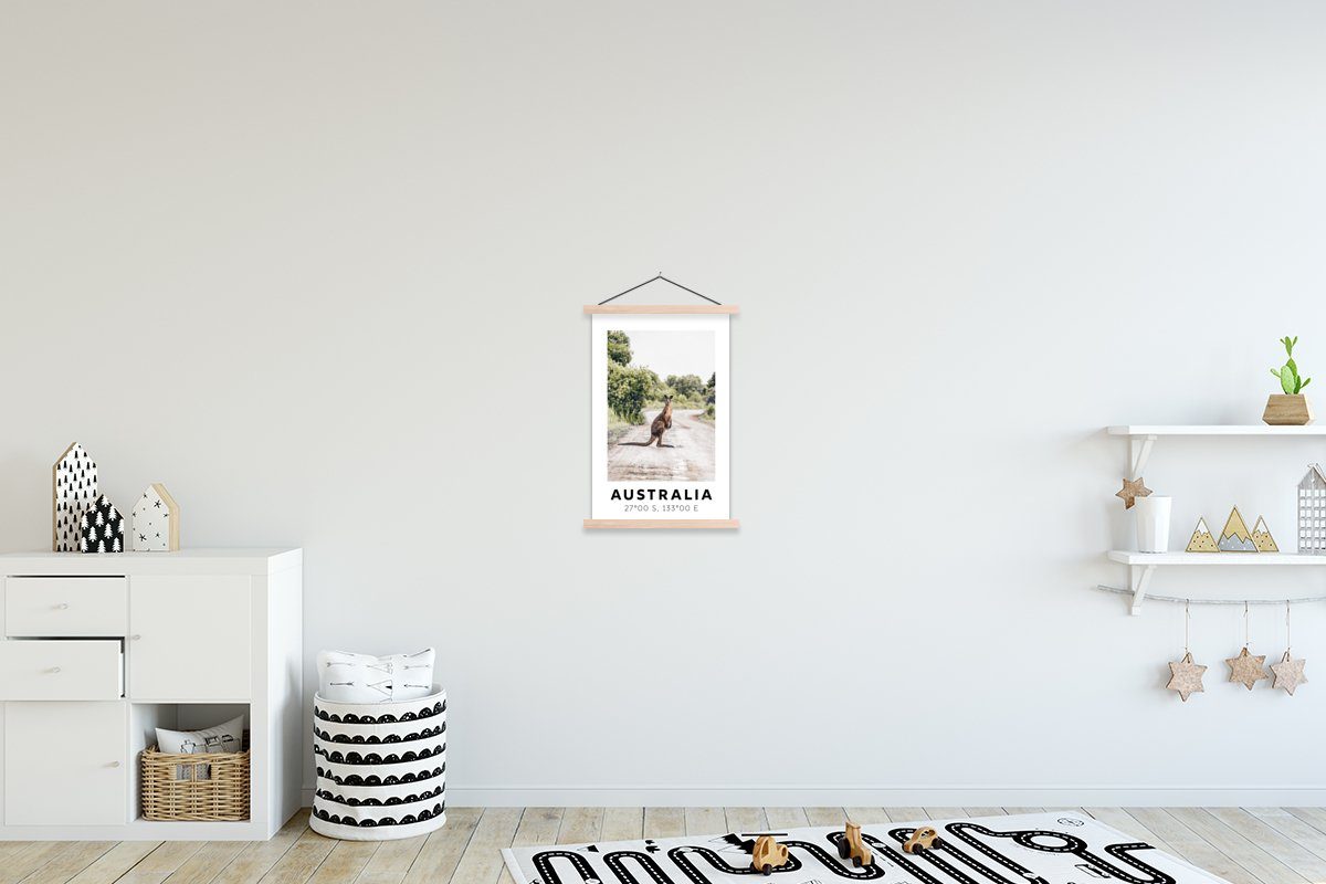 - Natur, Bilderleiste, für Wohnzimmer, (1 Känguru Poster Textilposter Australien MuchoWow St), - Magnetisch Posterleiste,