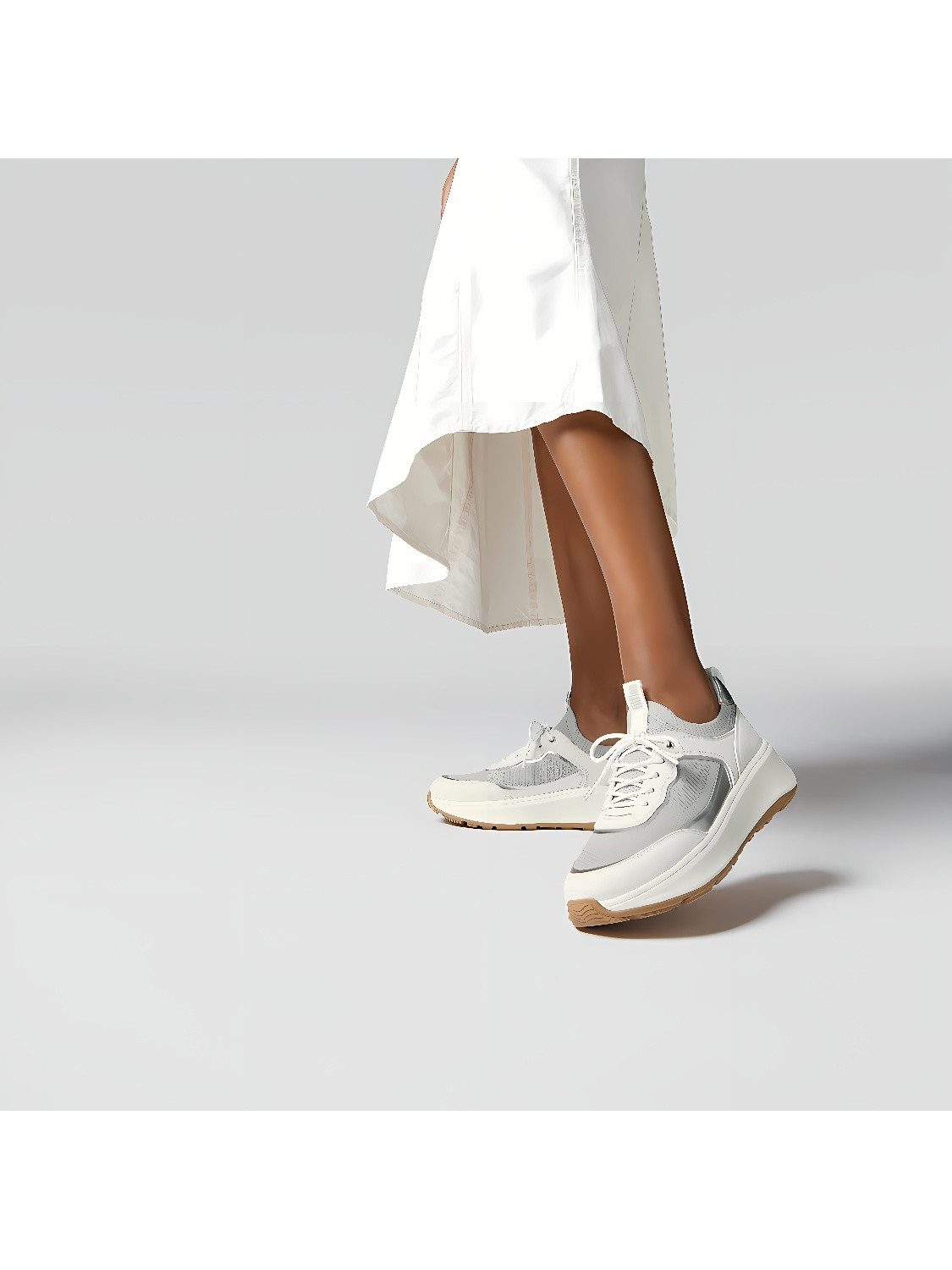 F-Mode Suede/Knit Flatform Slip-ON Laced Sneakers Sneaker