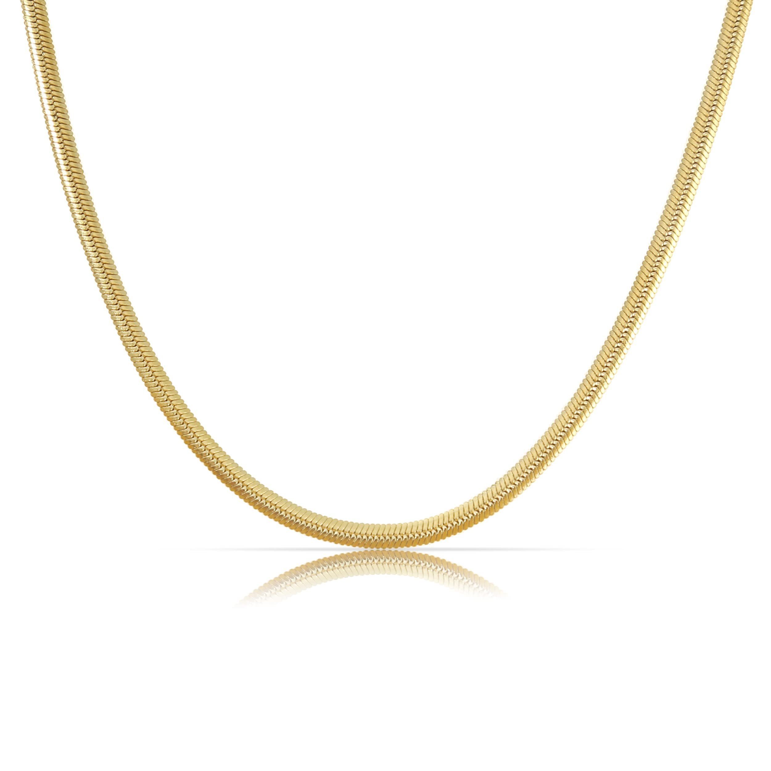 Halskette starkem Made Nami Karabiner-Verschluss, by mit Gold Halskette 3mm Gliederkette Choker Edelstahl Schlangenkette