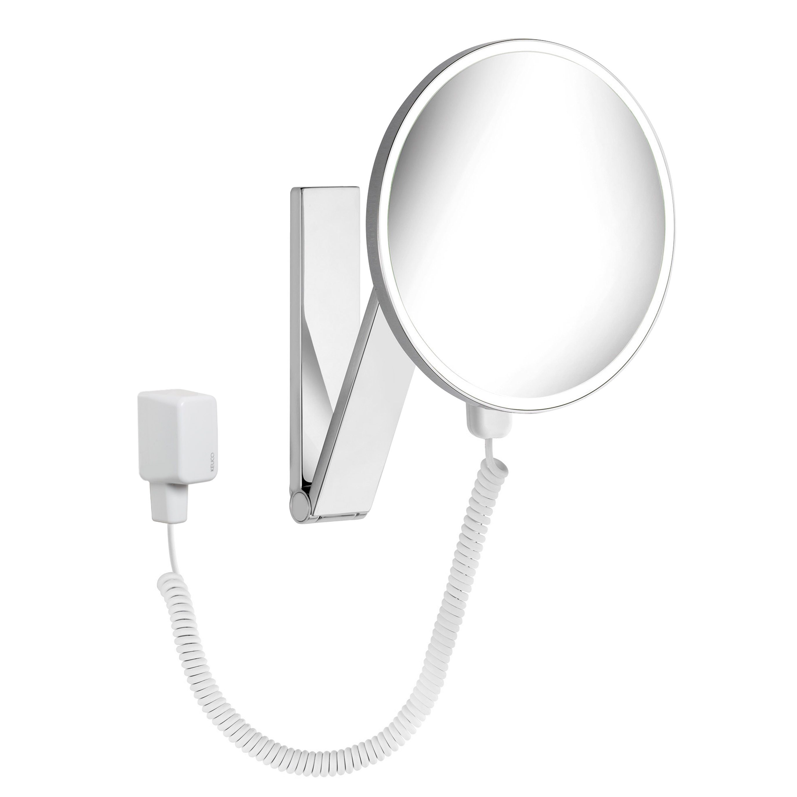 Keuco Kosmetikspiegel iLook_move (Blendfrei, 12 V Steckernetzteil), 5-fache Vergrößerung, mit Steckernetzteil, verchromt, Made in Germany