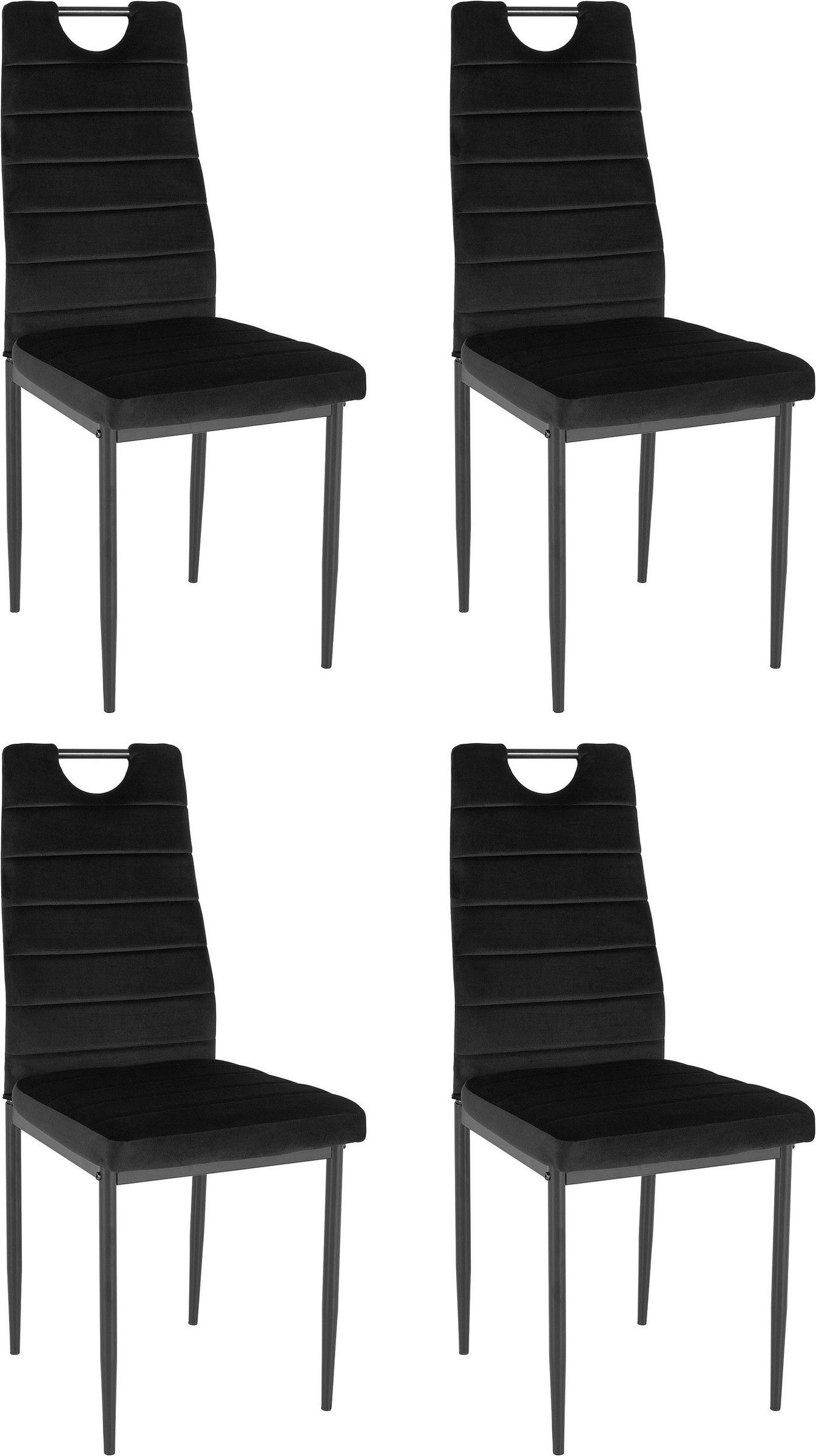 freiraum 4-Fußstuhl 4-Fußstuhl >Milano< (4er-Set) in Grün, Samt - 42x98x53cm (BxHxT), (4er-Set) in Schwarz, Samt - 42x98x53cm (BxHxT)