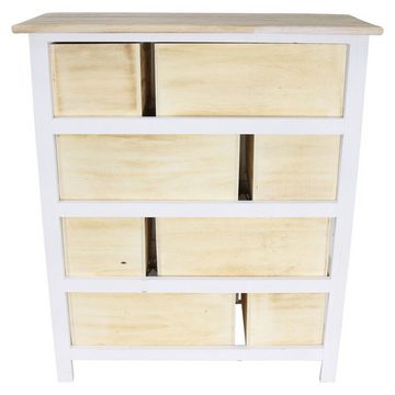 Home-trends24.de Kommode Holz Kommode Makramee Boho Natur Schubladen Weiß Holzschrank Schrank