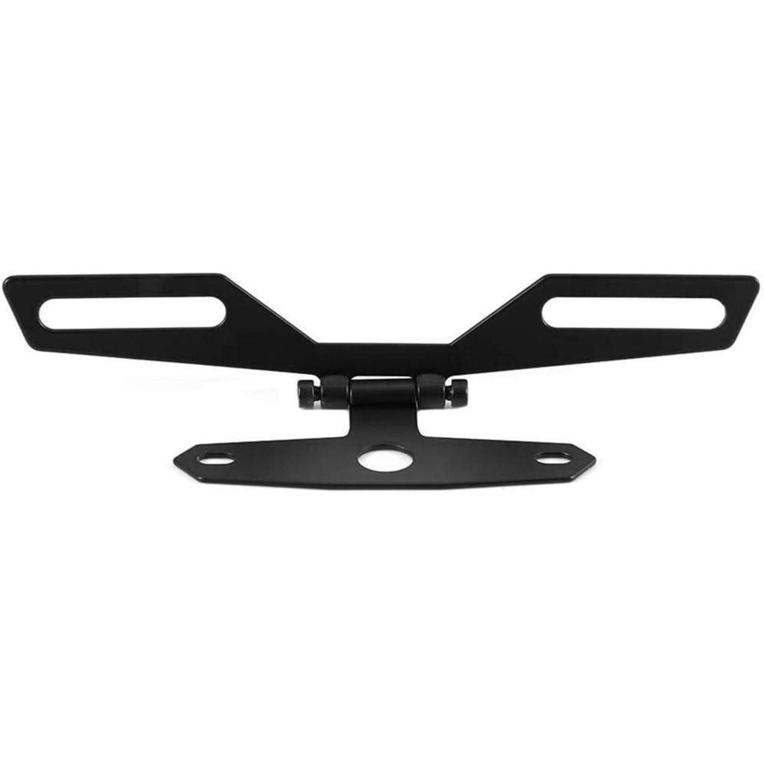 LuxusKollektion Kennzeichenhalter Rücklicht-Halterung universal faltbar Aluminium schwarz für Motorrad