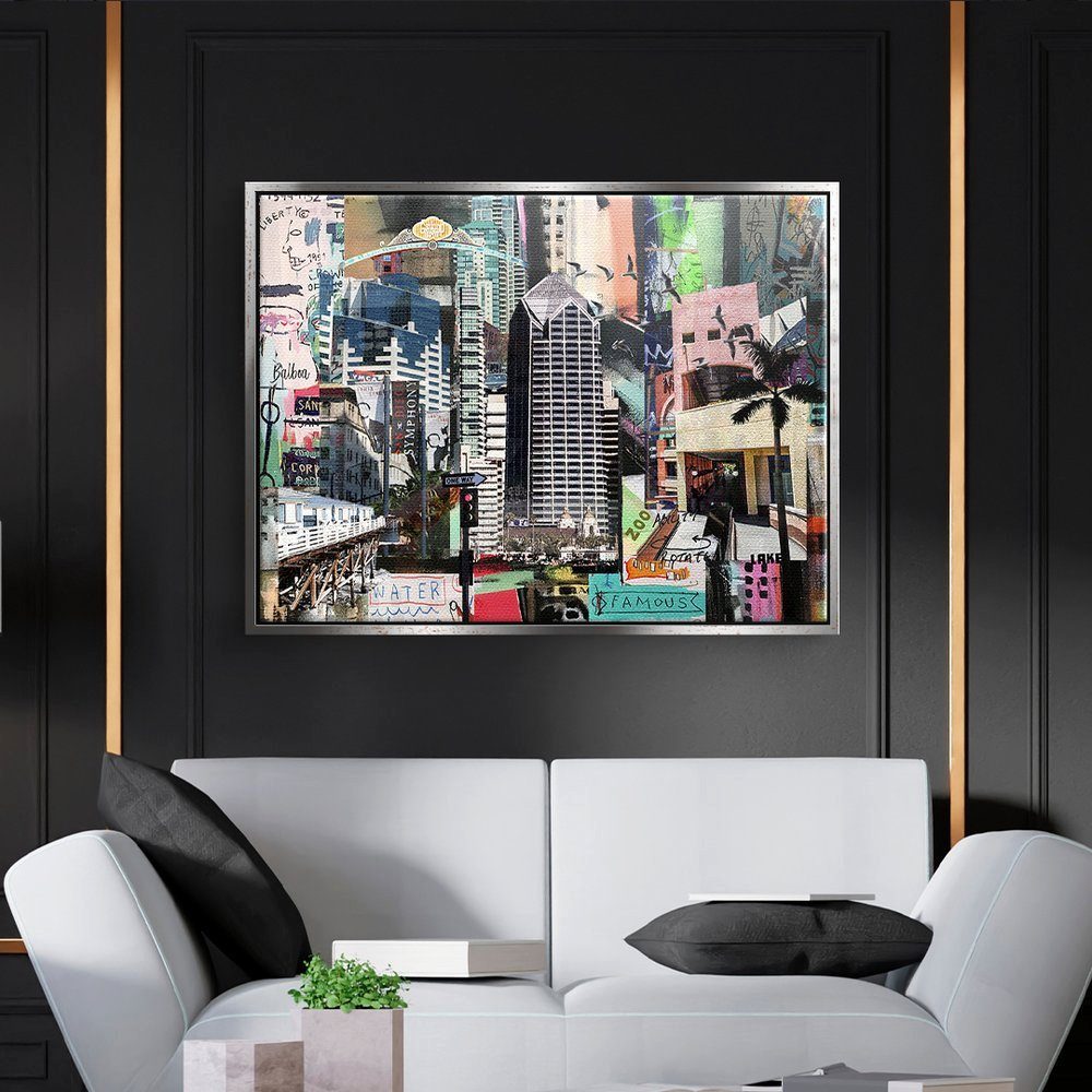 Rahmen Standlandschaft Art Leinwandbild Pop Leinwandbild, Diego DOTCOMCANVAS® premium San mit goldener Rahmen