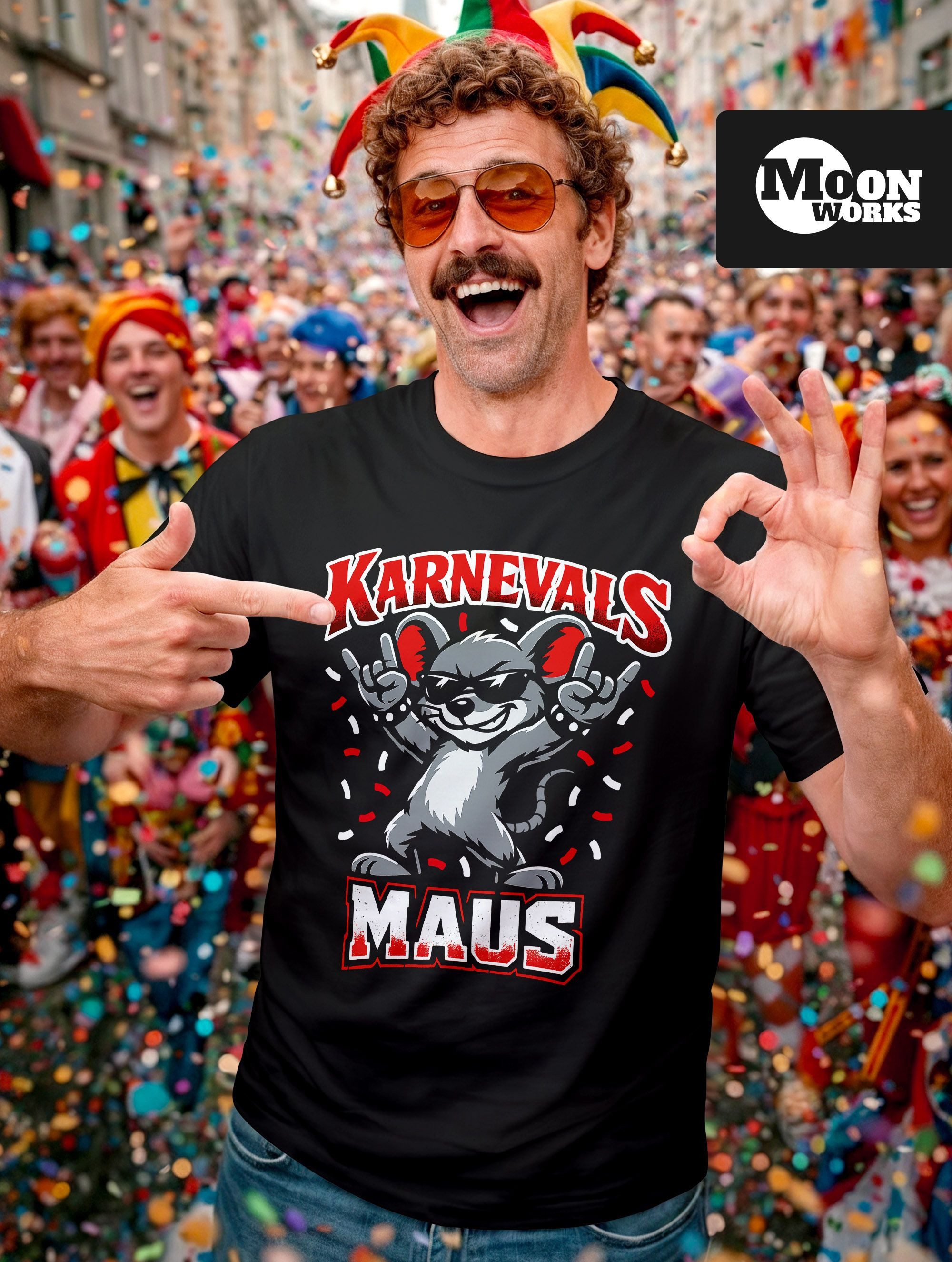 MoonWorks Print-Shirt Herren T-Shirt Karnevalsmaus Kostüm-Ersatz Verkleidun günstig online kaufen