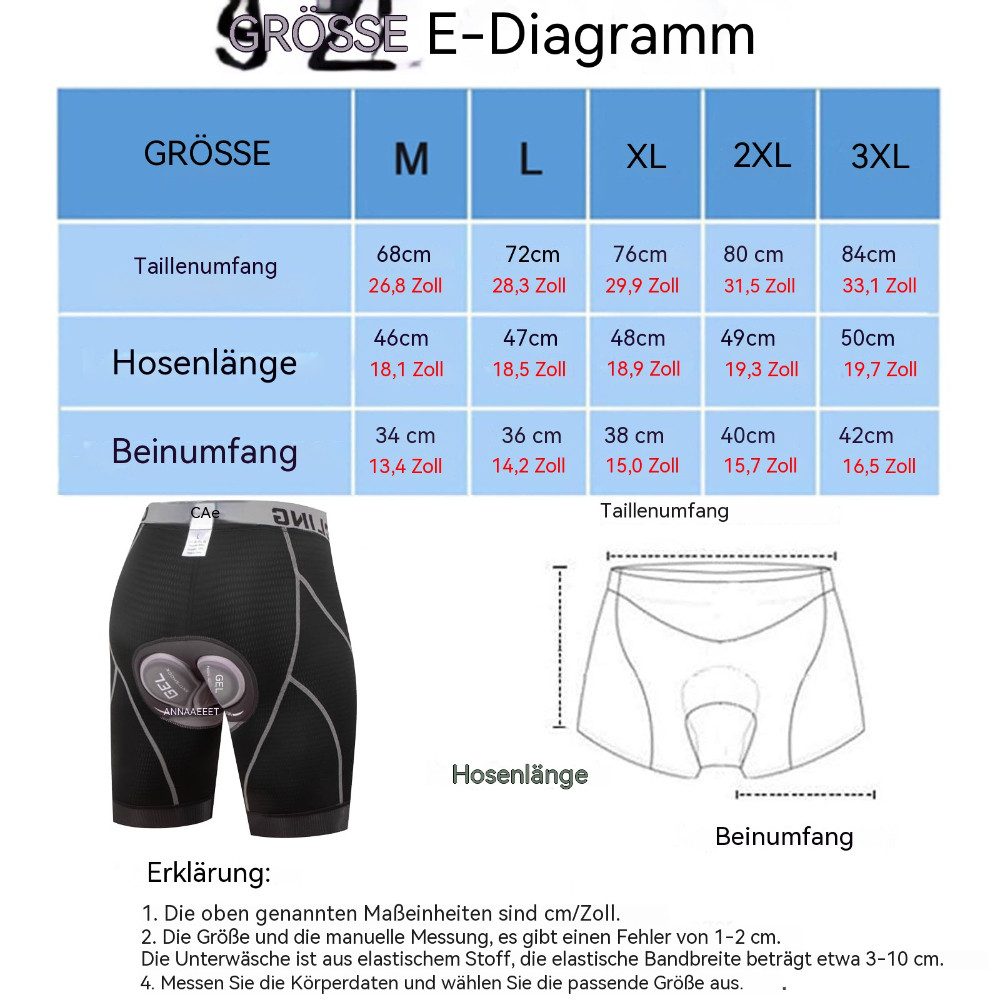 Blusmart Radlerhose Herren-Radunterwäsche-Shorts, 5D-gepolstert (Liner-Shorts mit rutschfesten Beingriffen, Stoßfest, atmungsaktiv, Schnelltrocknend, elastisch) Für Sport, Reiten, Fahrrad, Fahrrad, MTB