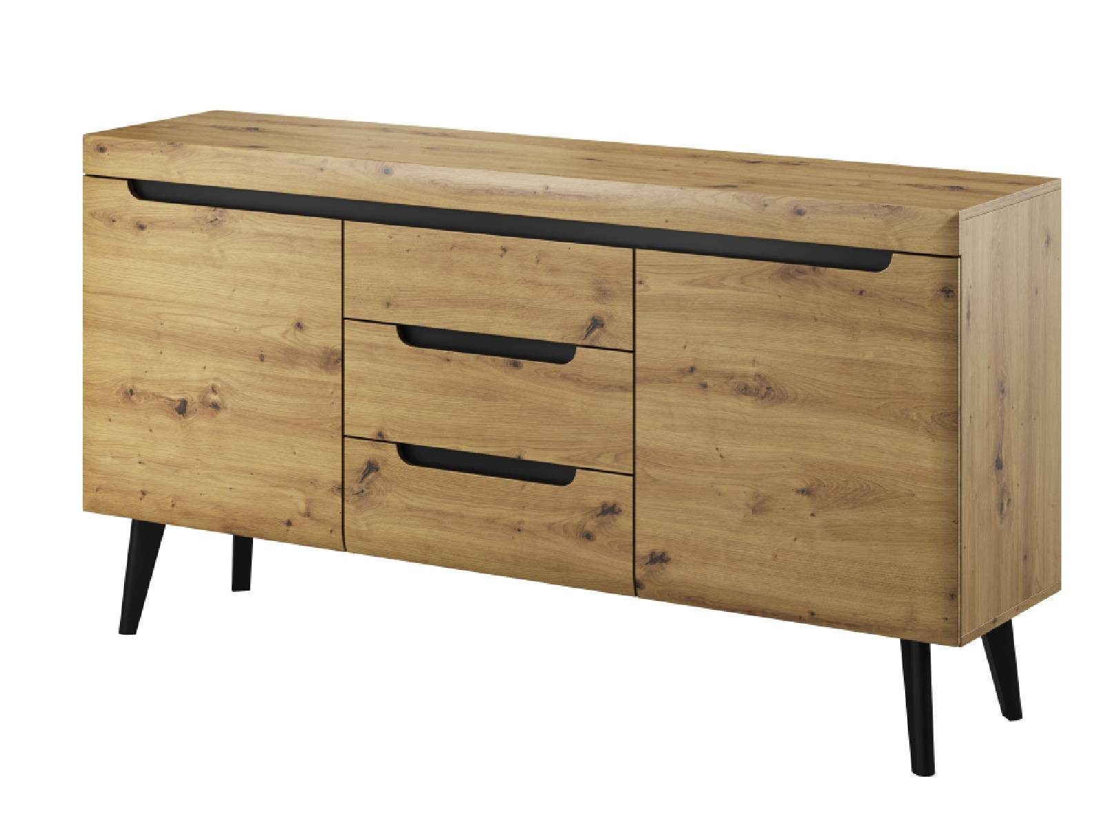 yourhouse24 Kommode Nordi 160x83x40 Artisan Eiche, Weiß/Eiche Riviera