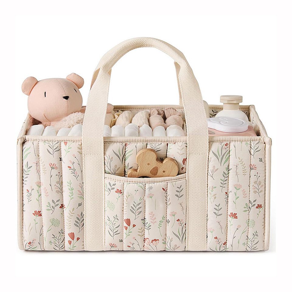 nsihing Aufbewahrungskorb Windel-Aufbewahrungskorb, Modische Wickeltasche, Windeltasche mit Blumenmuster, multifunktionaler Aufbewahrungskorb