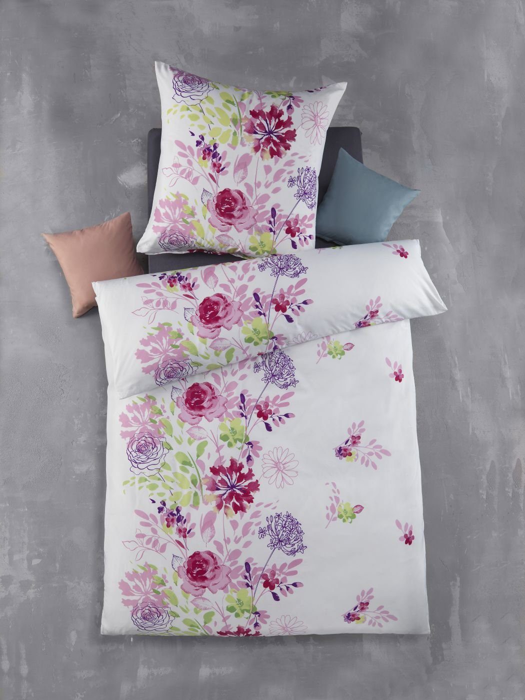 Optidream Bettwäsche Mikrofaser 135 cm x 200 cm weiss / rosa, Microfaser, 2 teilig, Bettbezug Kopfkissenbezug Set kuschelig weich hochwertig