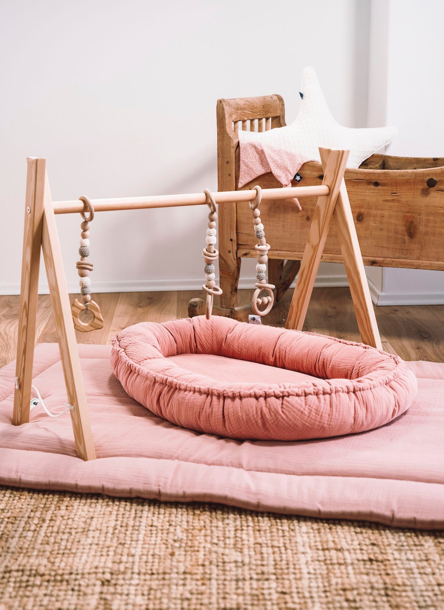 Krabbeldecke Musselin, dusty rose, Julius Zöllner, Made in Germany