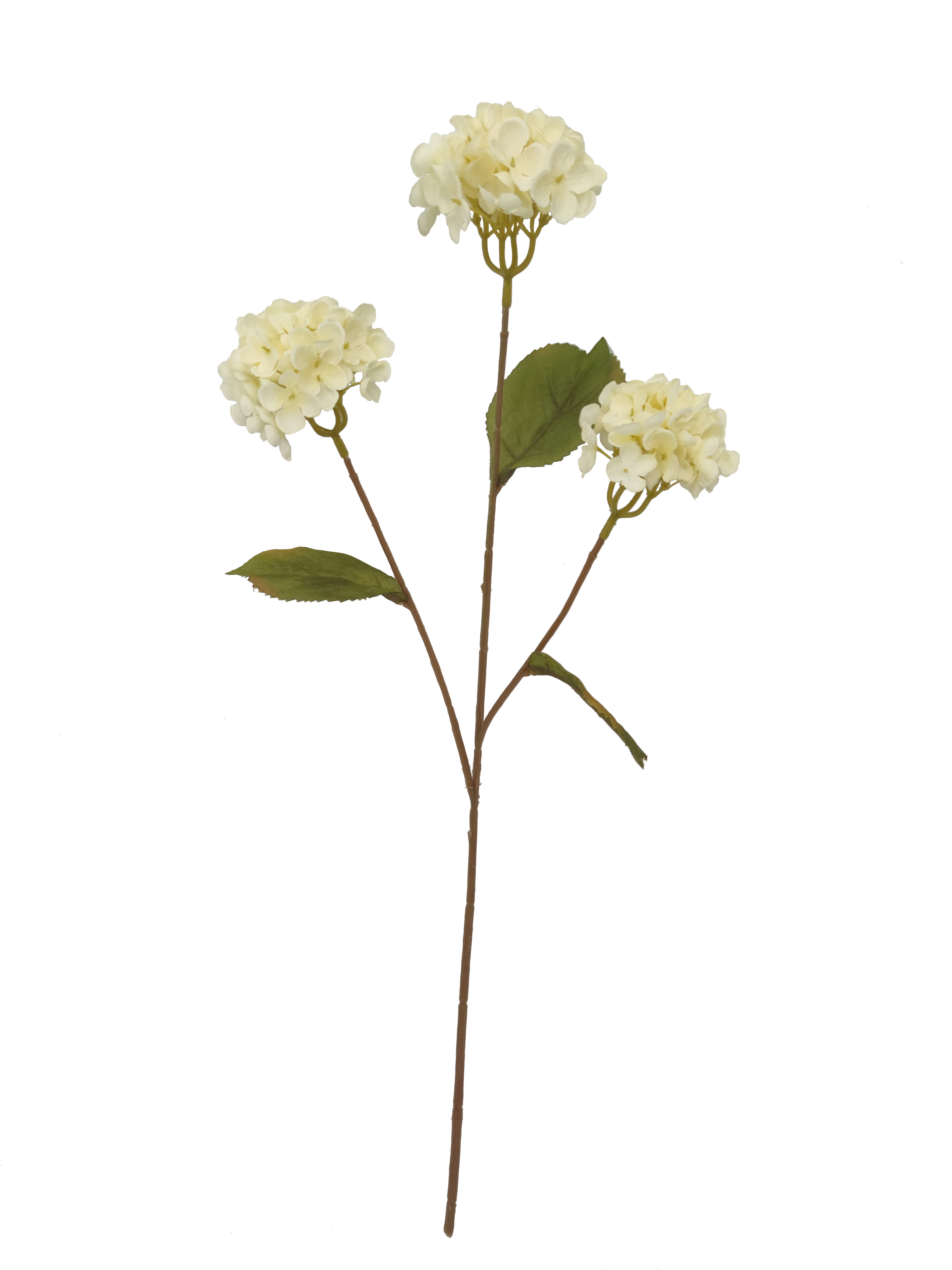 Kunstblume Kunststielblume Hortensienzweig – Höhe 69 cm – mit drei Blüten, 2474U, Höhe 69 cm