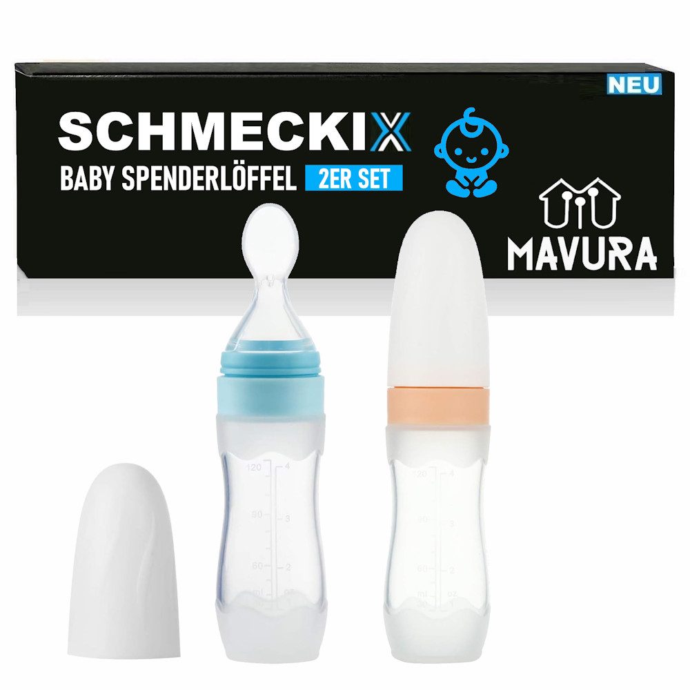 Babyflasche SCHMECKIX 2 Silikon Fütterung Flaschen Mit Löffel Milch Sicher