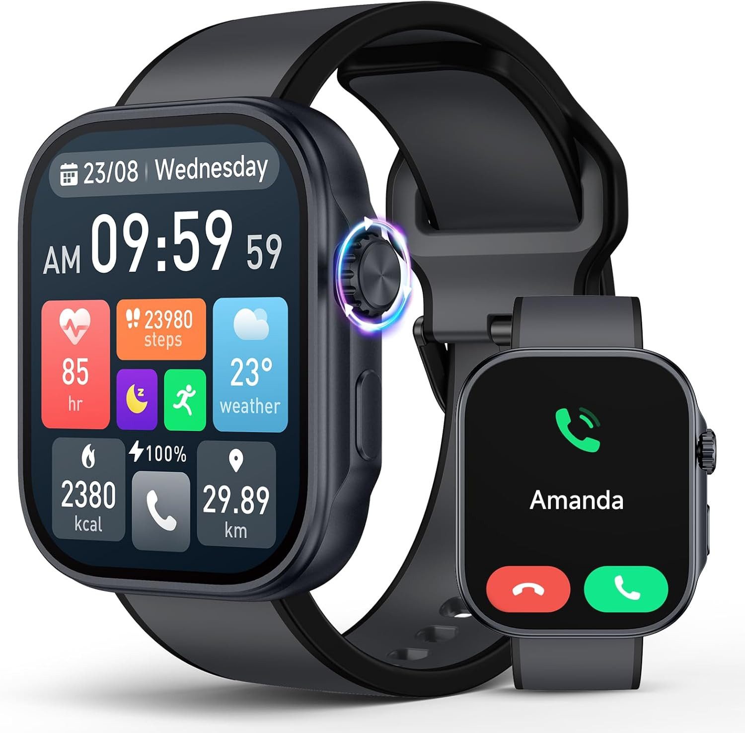 SOUYIE GTX13 Smartwatch (5 cm, android ios), Smartwatch Herren Damen AMOLED Display Fitness Gesundheit Bluetooth