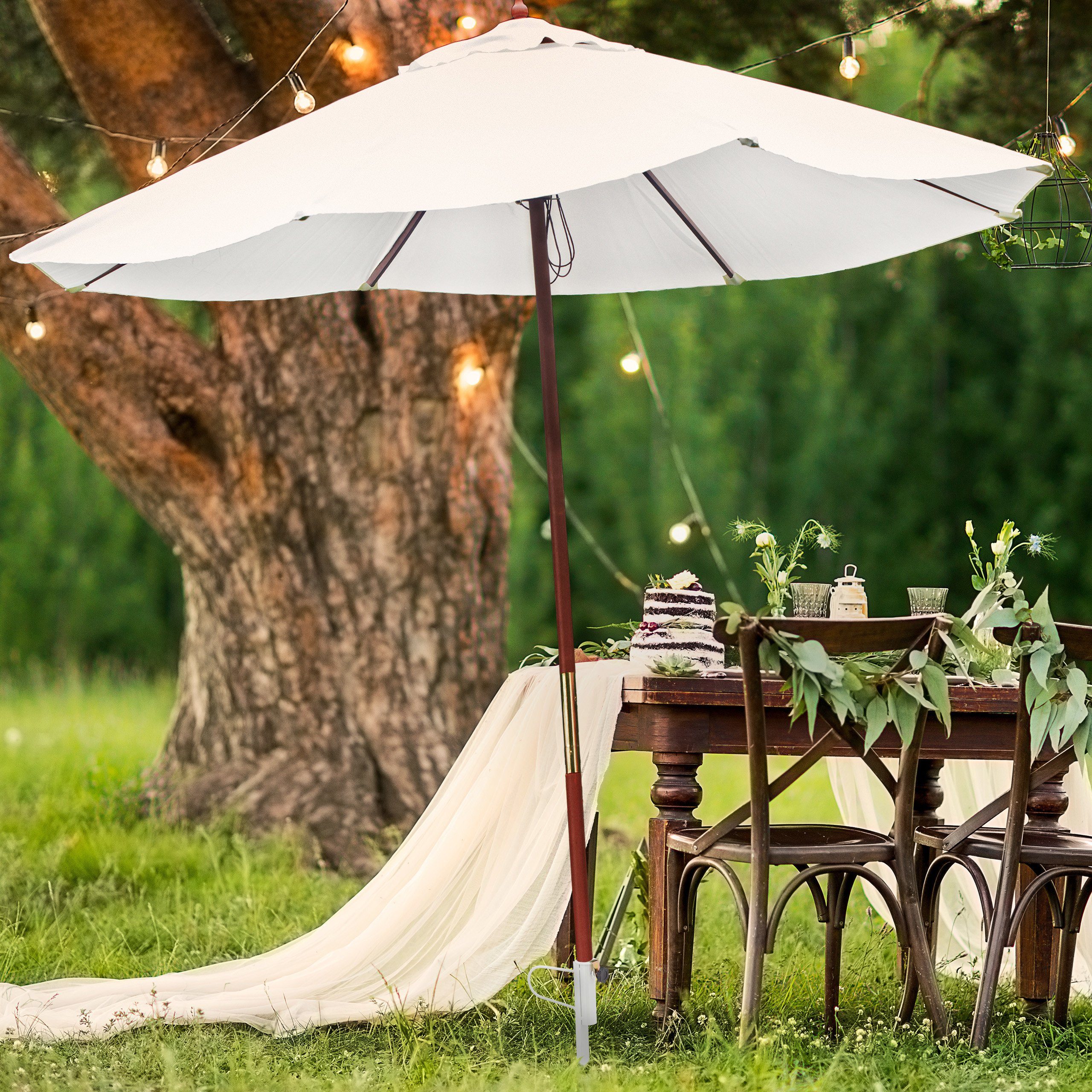 relaxdays Schirmhalter Rasendorn für Sonnenschirm weiß günstig online kaufen
