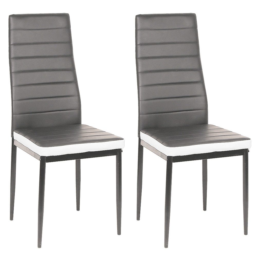 JEOBEST Esszimmerstuhl (2er-Set), Eleganter Stuhl mit hoher Rückenlehne, Kunstleder-Bezug, Polsterstuhl mit Metallbeinen