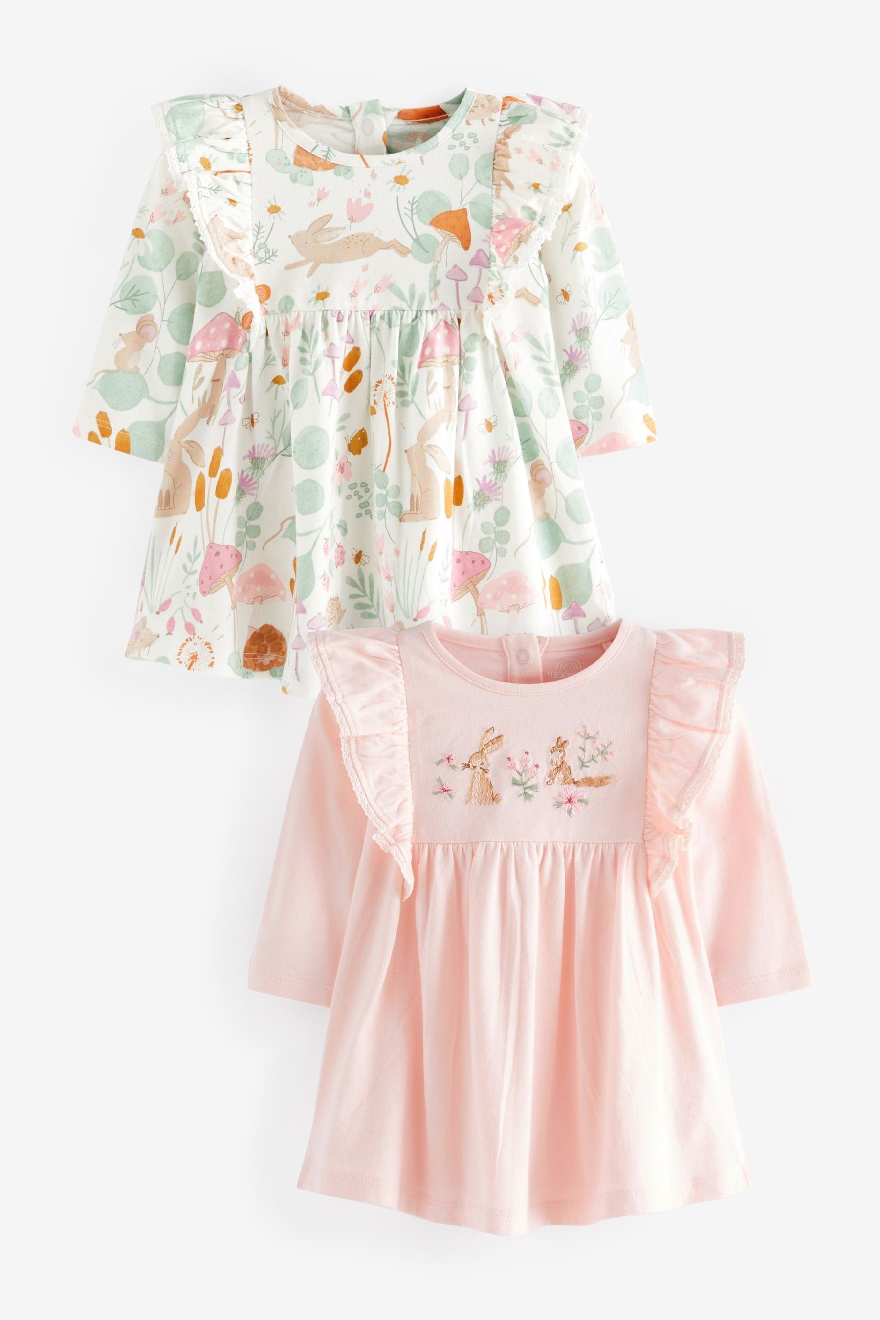 Next Jerseykleid 2er-Pack Baby-Kleid aus Jersey mit Rüschen (2-tlg) Pale Pink