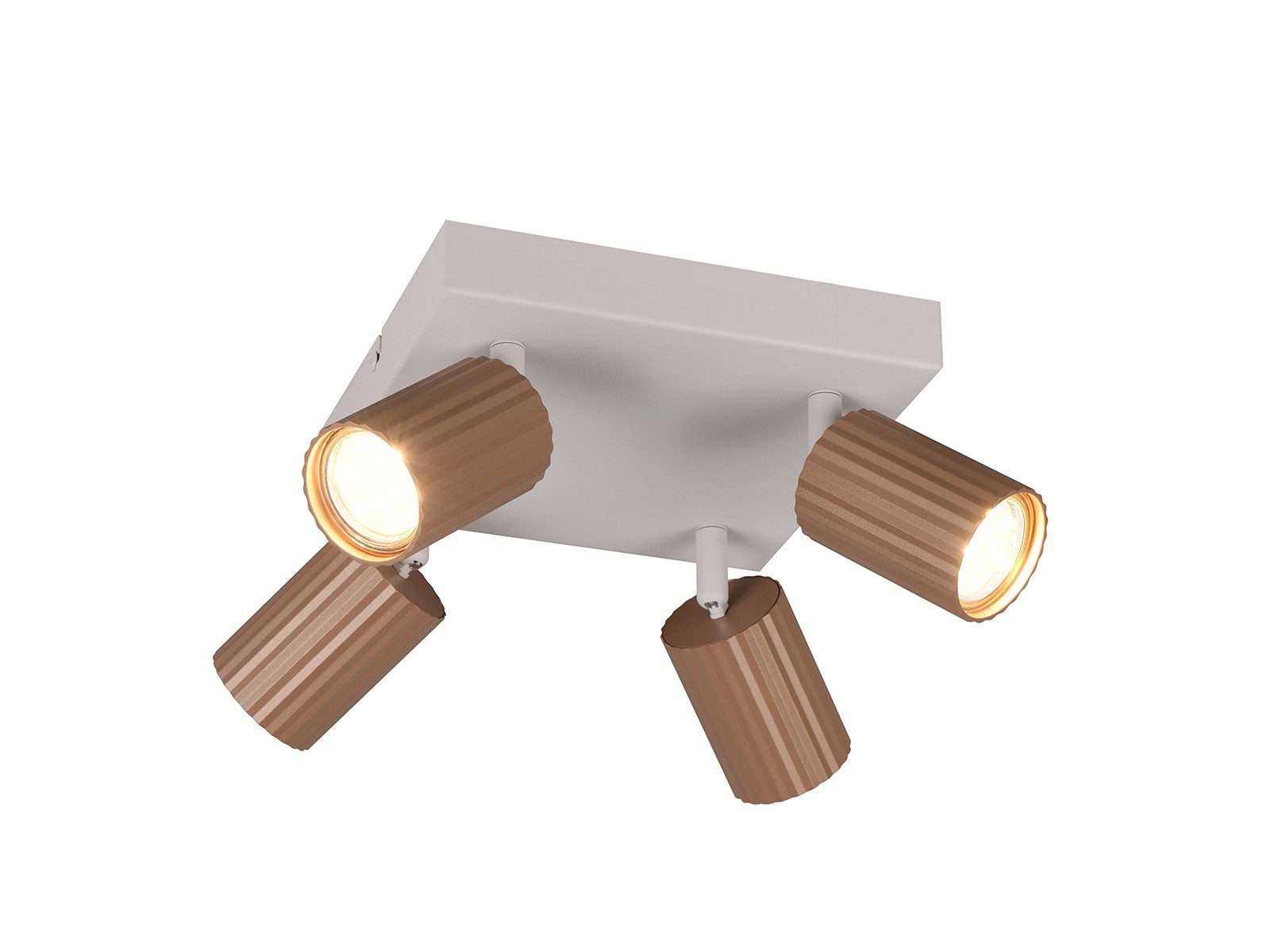 TRIO Leuchten LED Deckenstrahler, Dimmfunktion, LED wechselbar, Warmweiß, Innen Strahler mit 4 schwenkbaren Spots aus Metall, 20 x 20cm