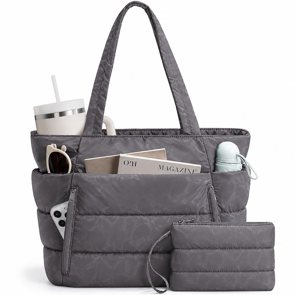 nsihing Umhängetasche Handtasche Damen Shopper Schultertasche Damen Tote Bag, Puffer-Tragetasche für Damen, leichte, bauschige Arbeitshandtasche