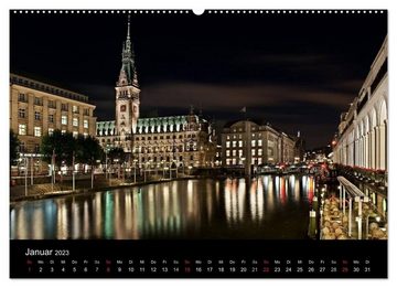 CALVENDO Wandkalender Hamburgs Nächte (Premium, hochwertiger DIN A2 Wandkalender 2023, Kunstdruck in Hochglanz)