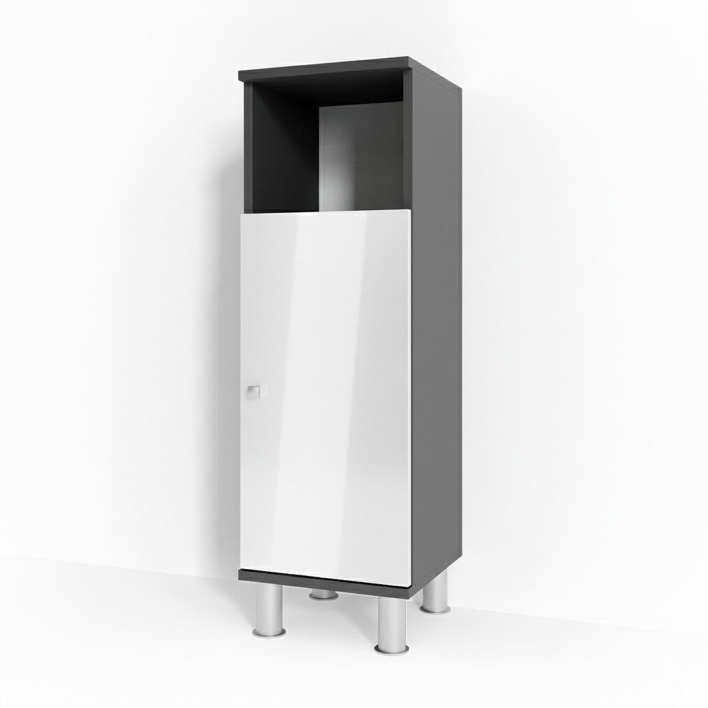 Vicco Midischrank Fynn, Weiß Hochglanz/Anthrazit, 30 x 95 cm (1-St)